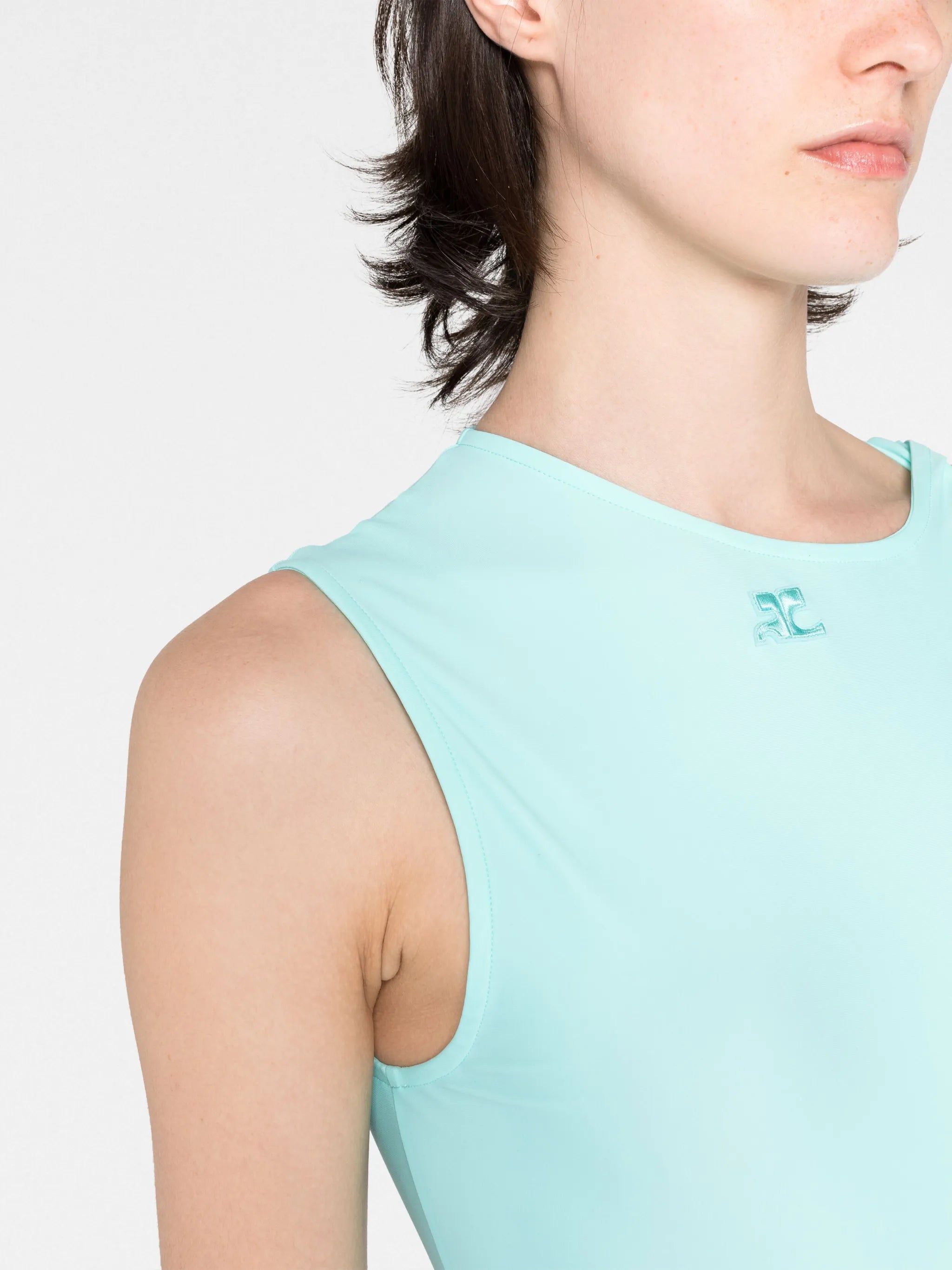 logo-embroidered sleeveless bodysuit