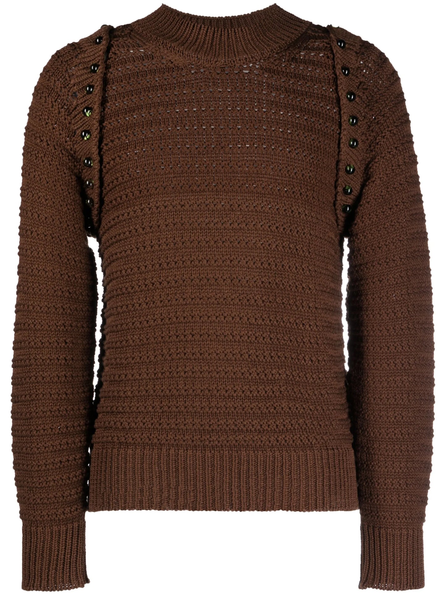 crochet-knit layered cotton jumper