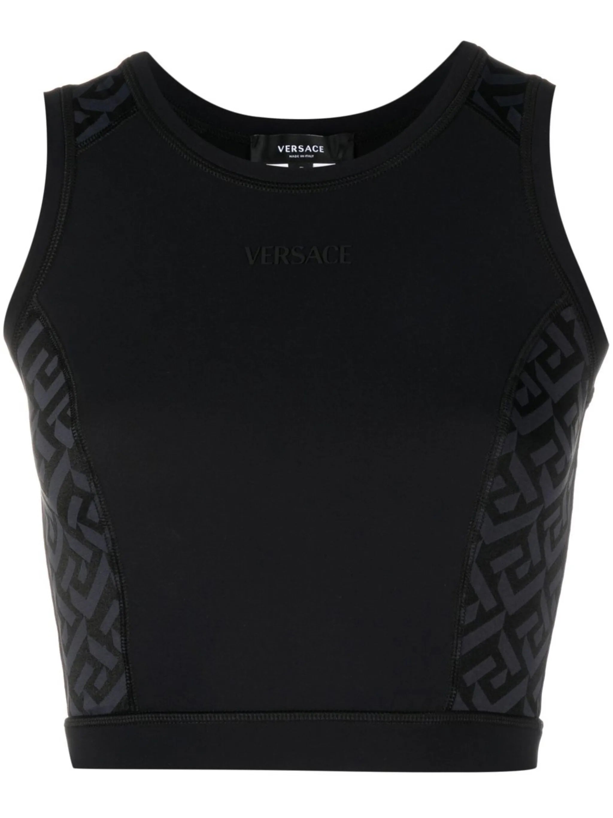 Black Greca Print Vest Top