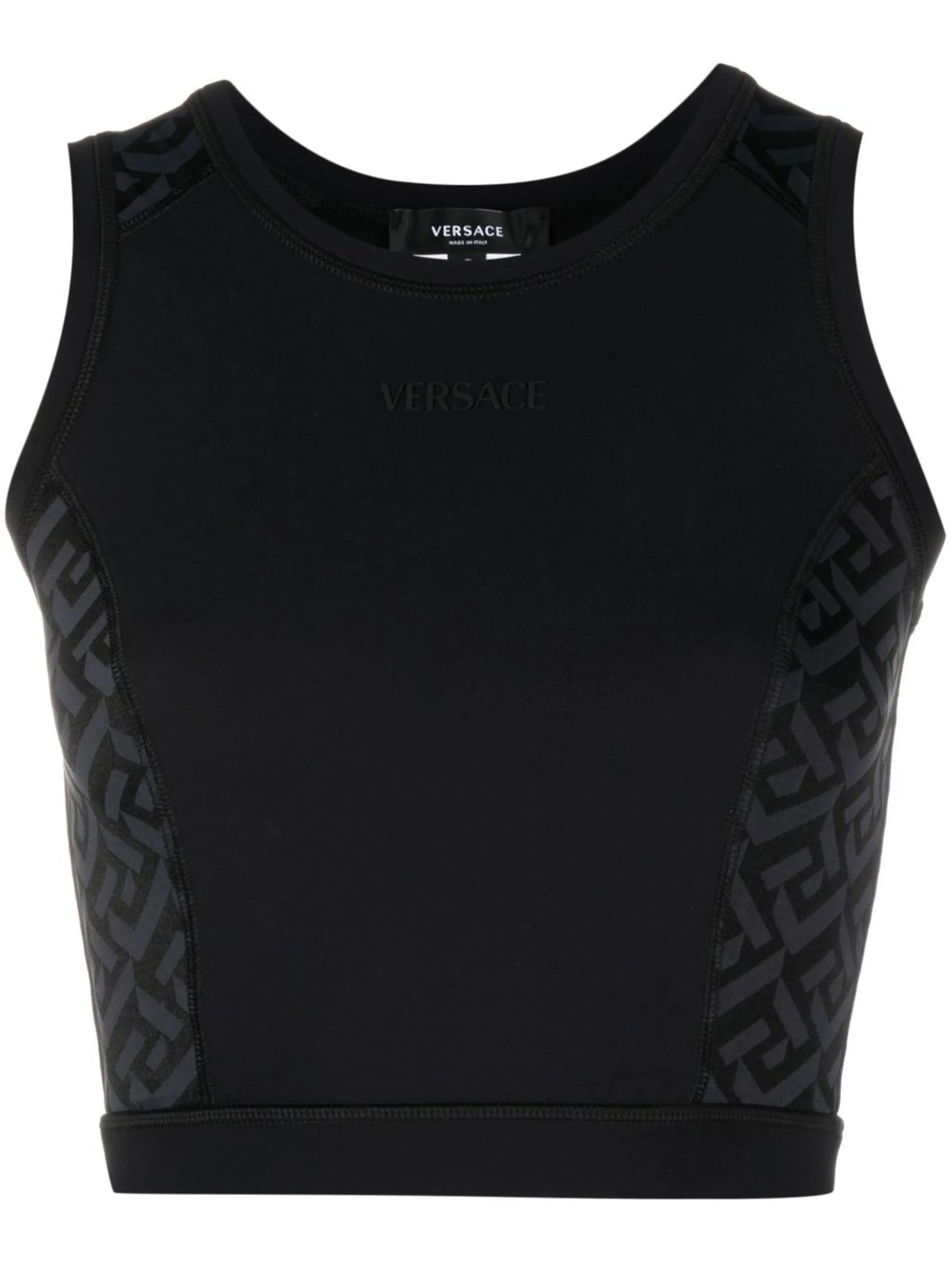 Black Greca Print Vest Top