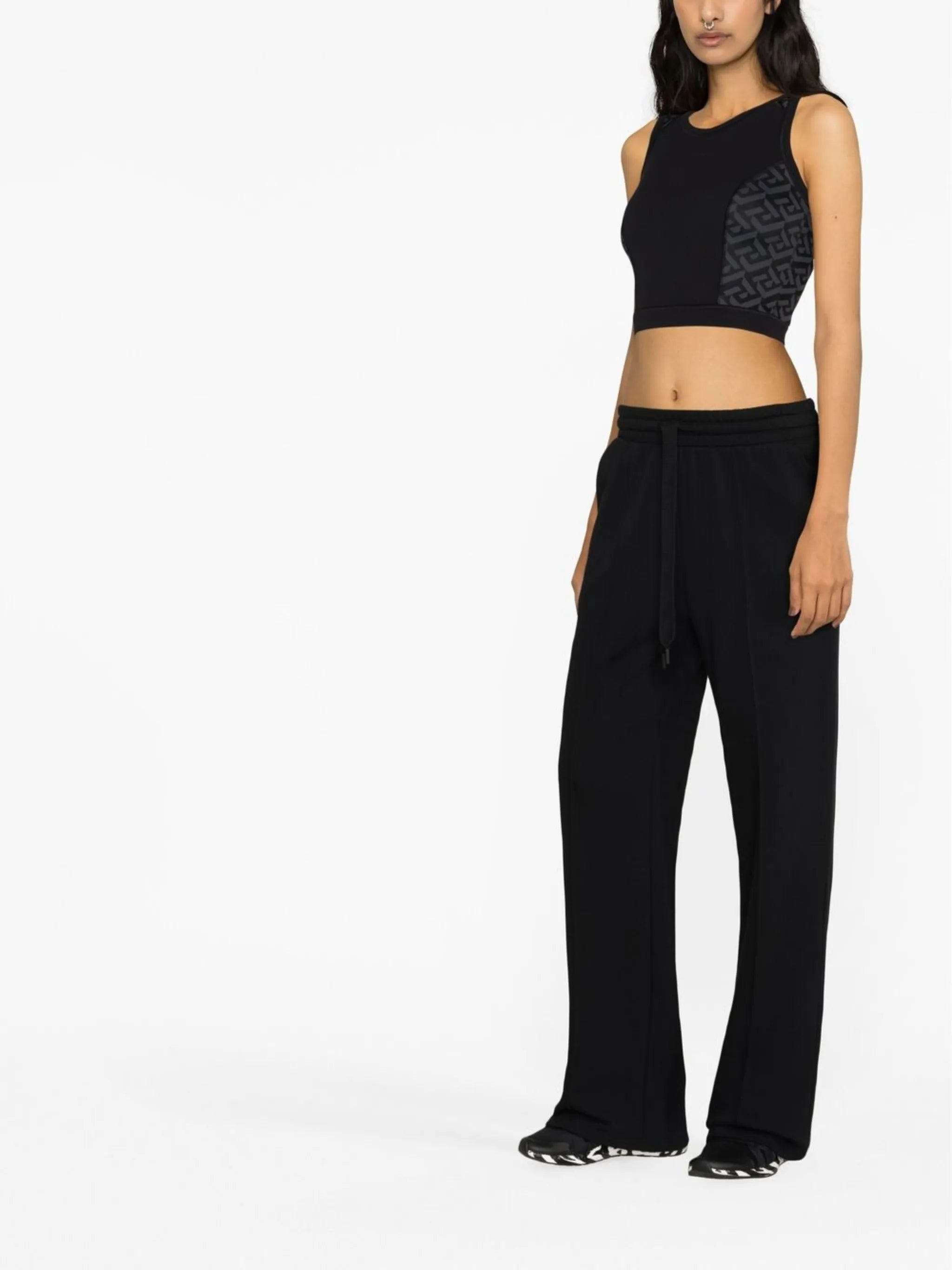 Black Greca Print Vest Top