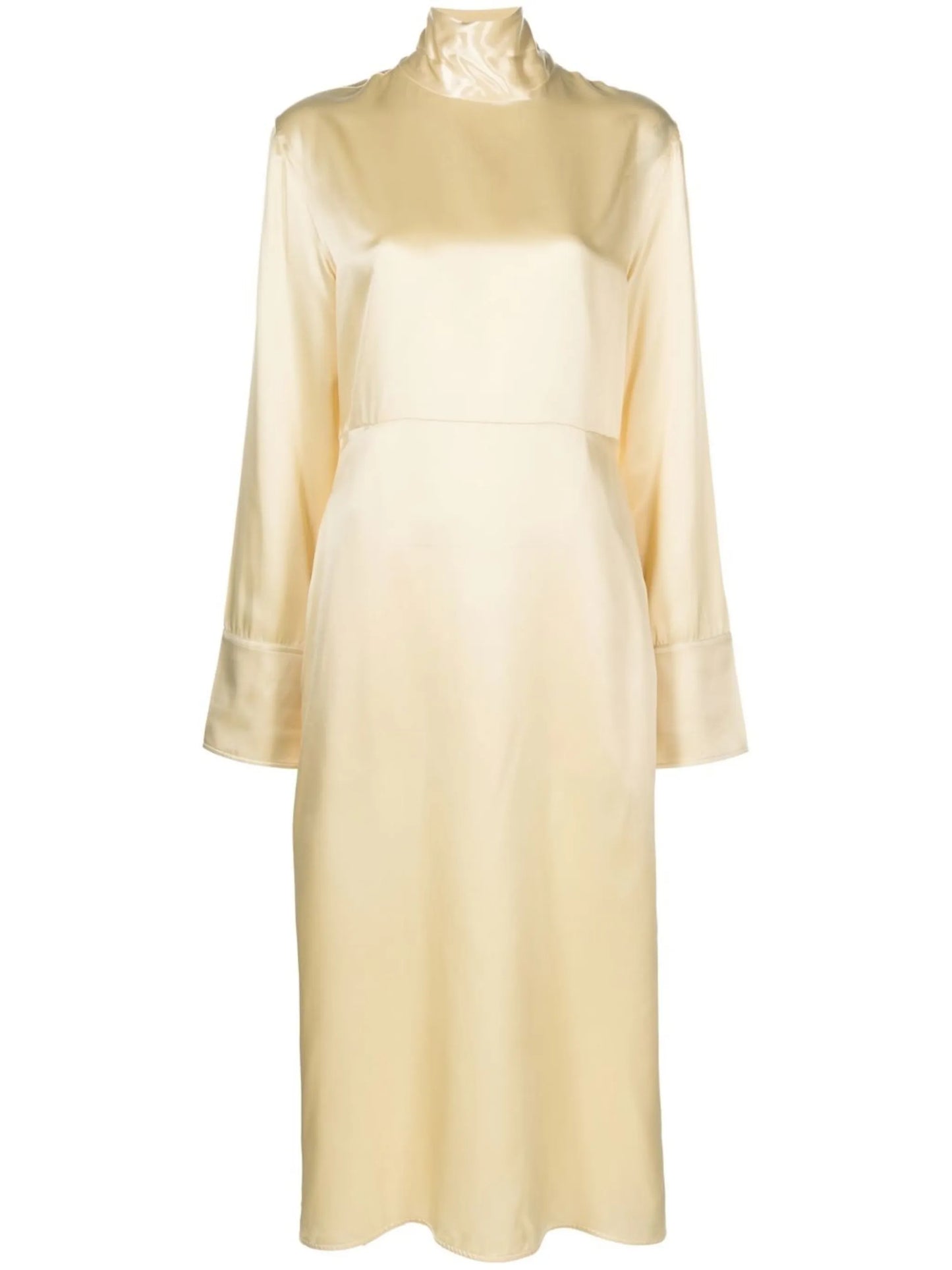 tie-collar midi shirt dresss