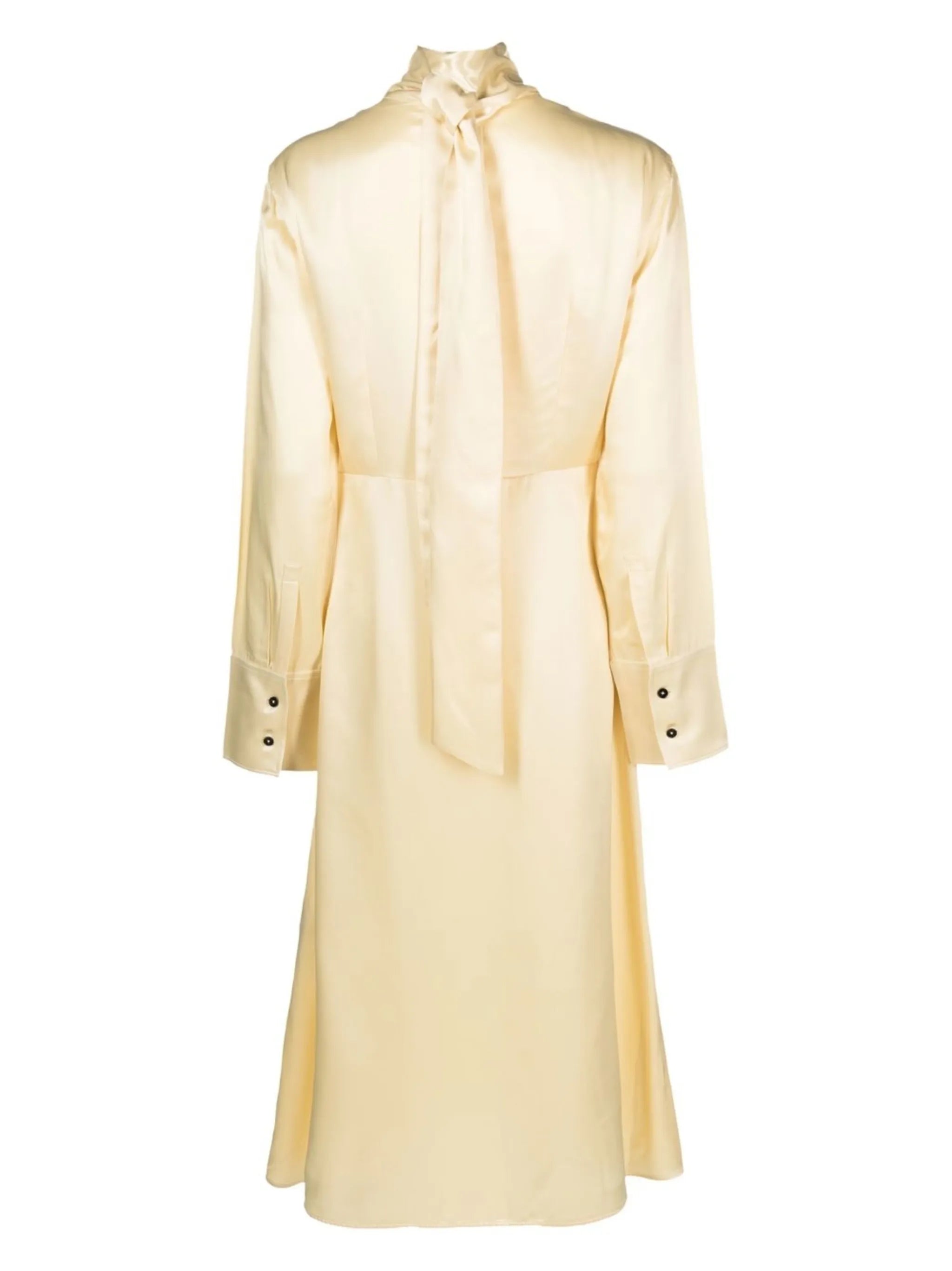 tie-collar midi shirt dresss
