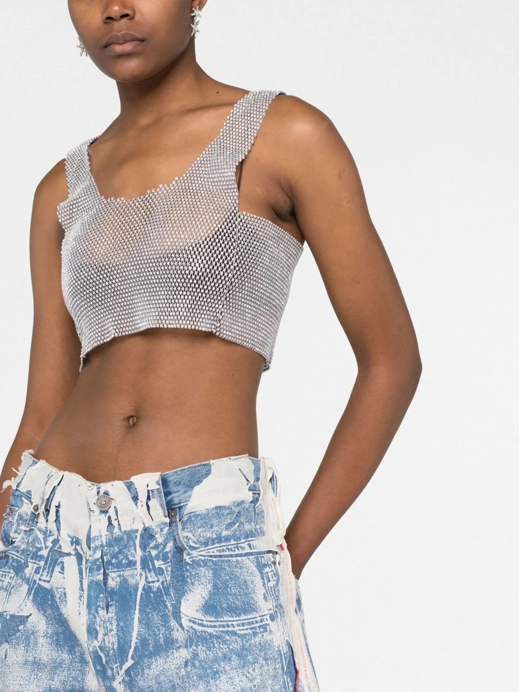 rhinestone-embellished crop top