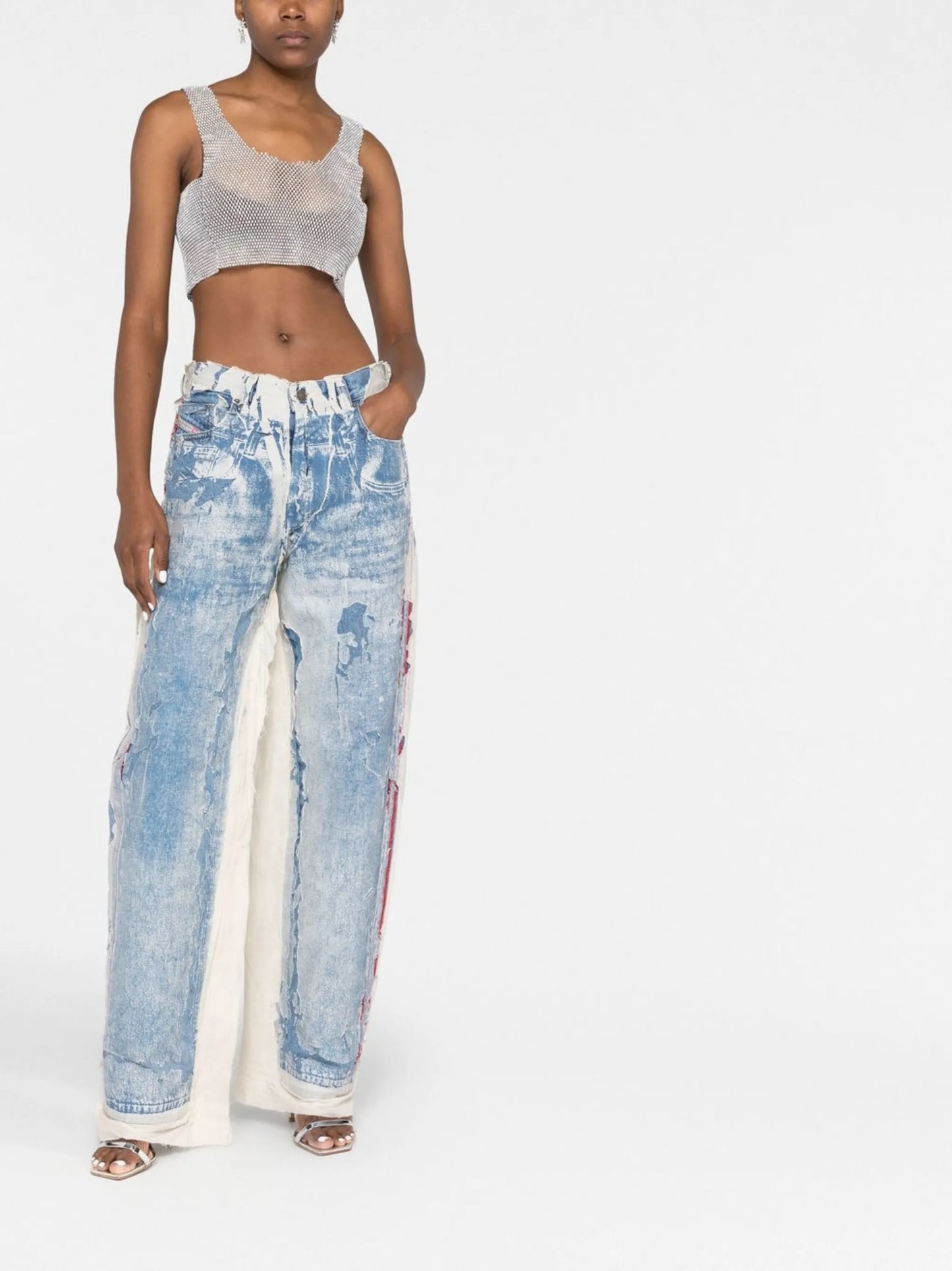 rhinestone-embellished crop top