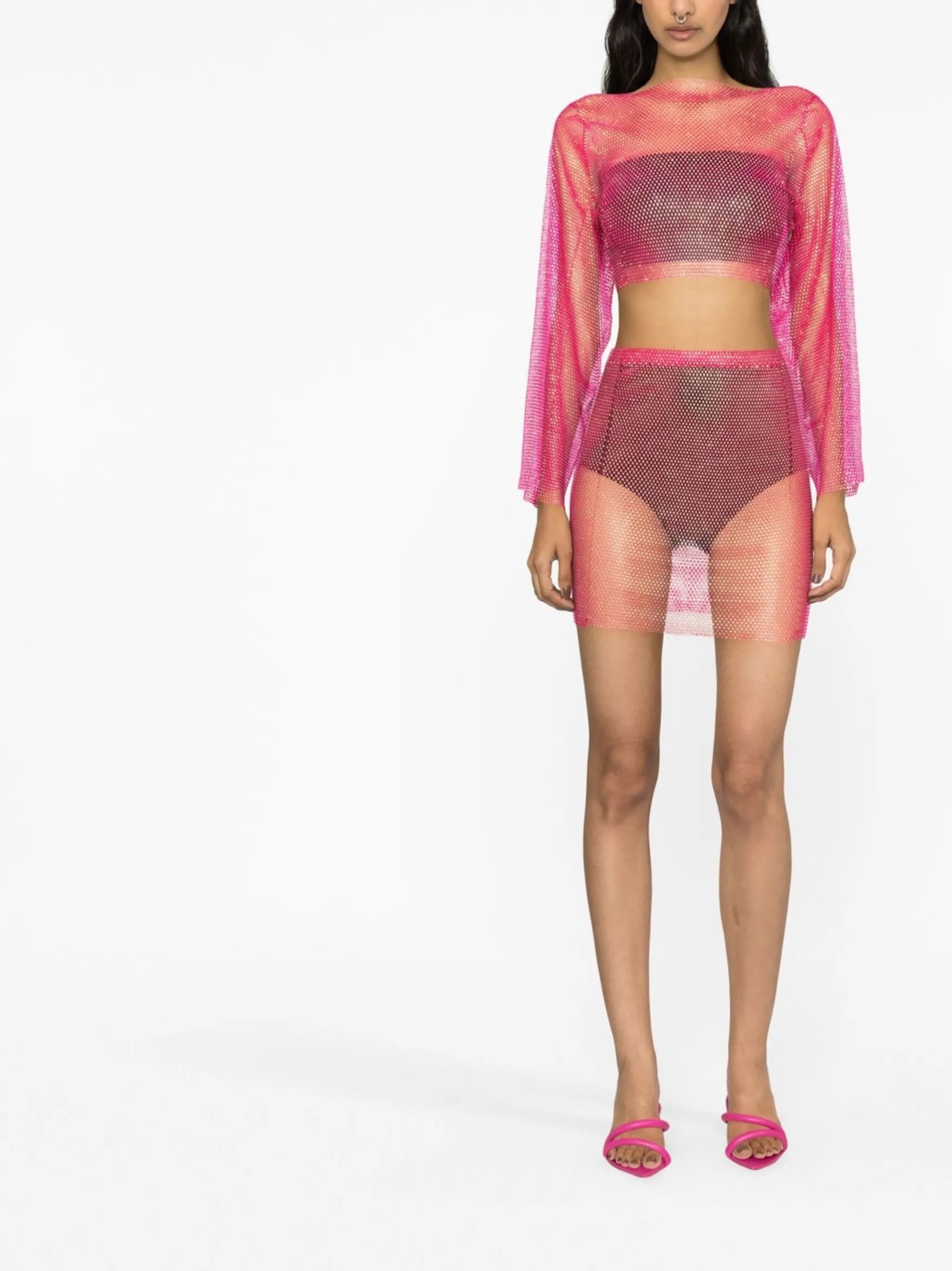 crystal-embellished cropped top