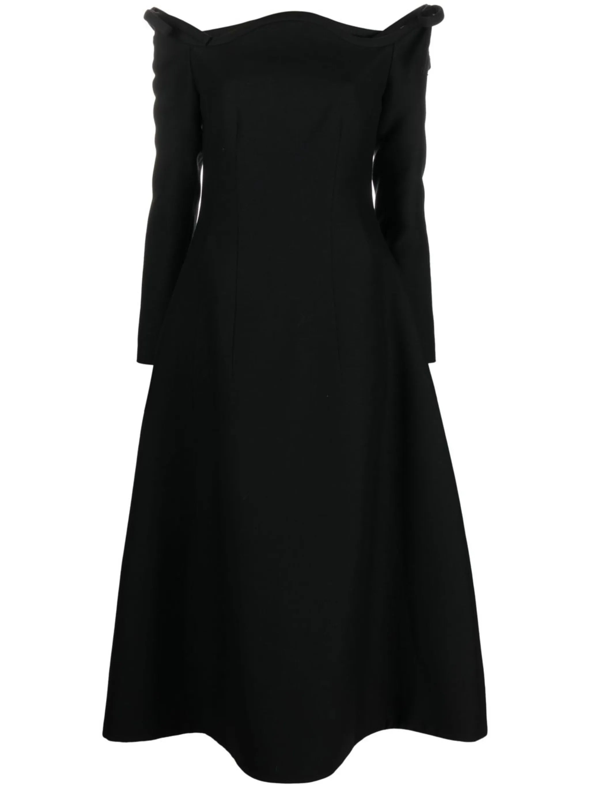 bow-detail off-shoulder crepe midi dress