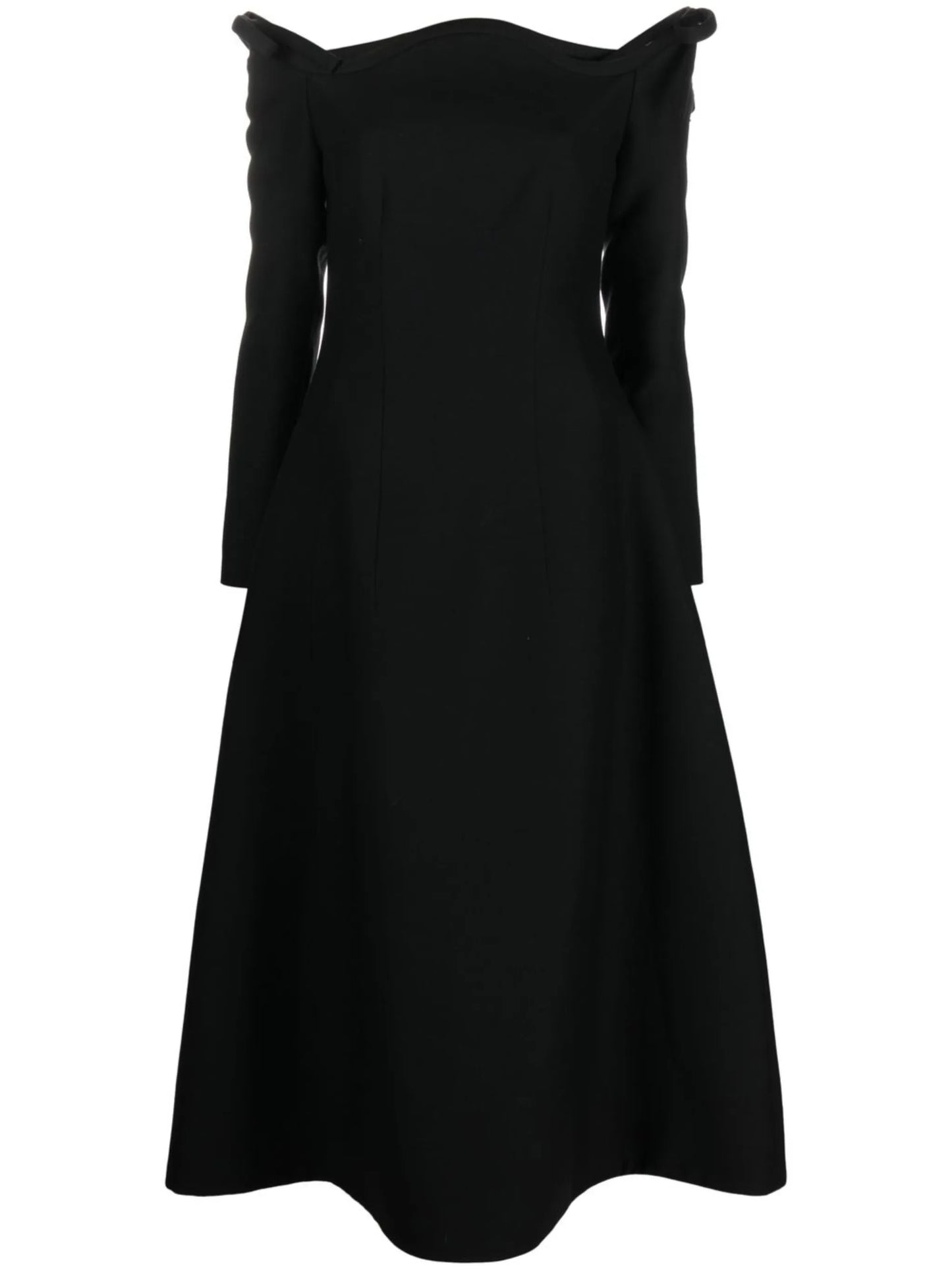 bow-detail off-shoulder crepe midi dress