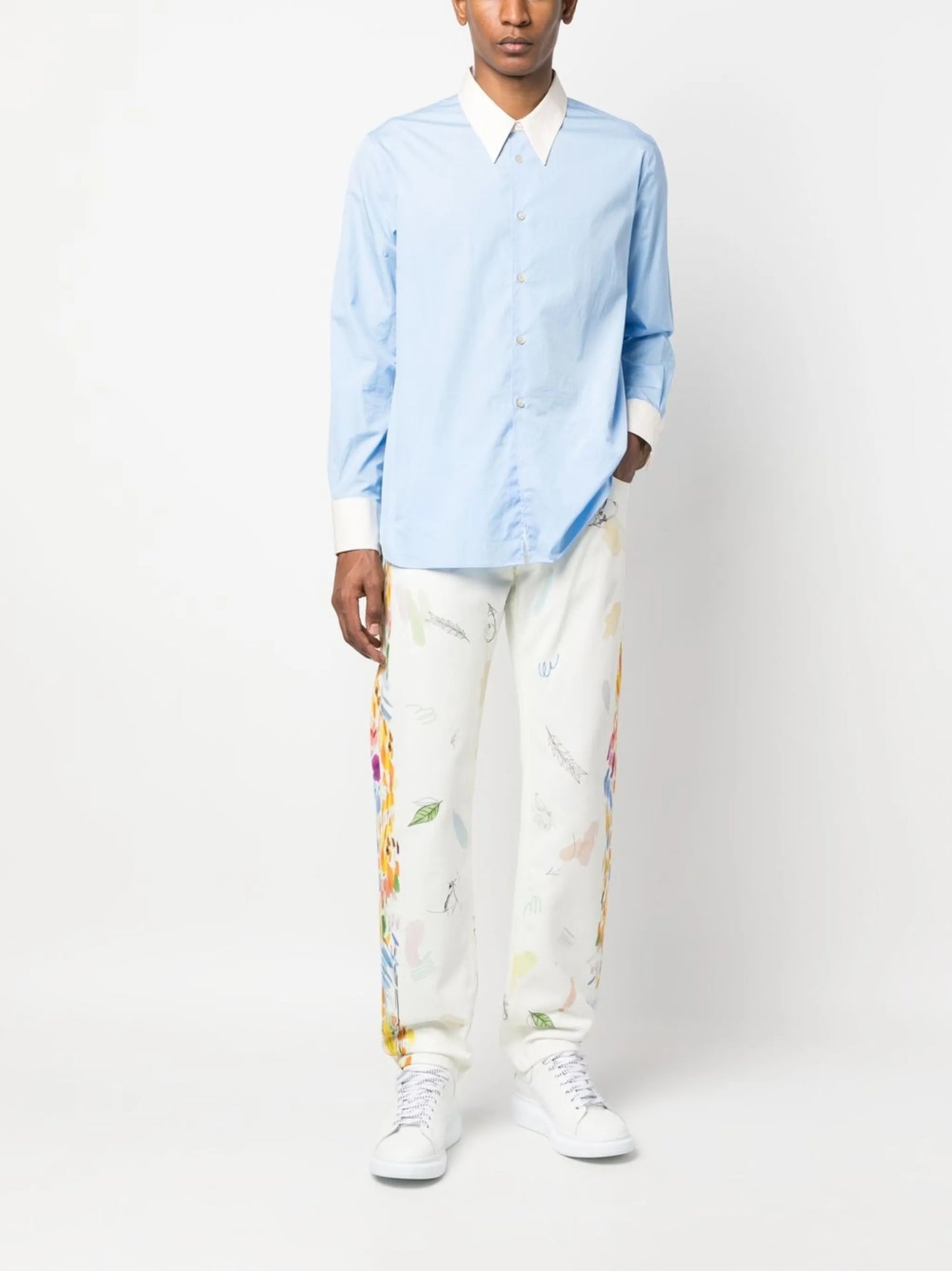 graphic-print straight-leg jeans
