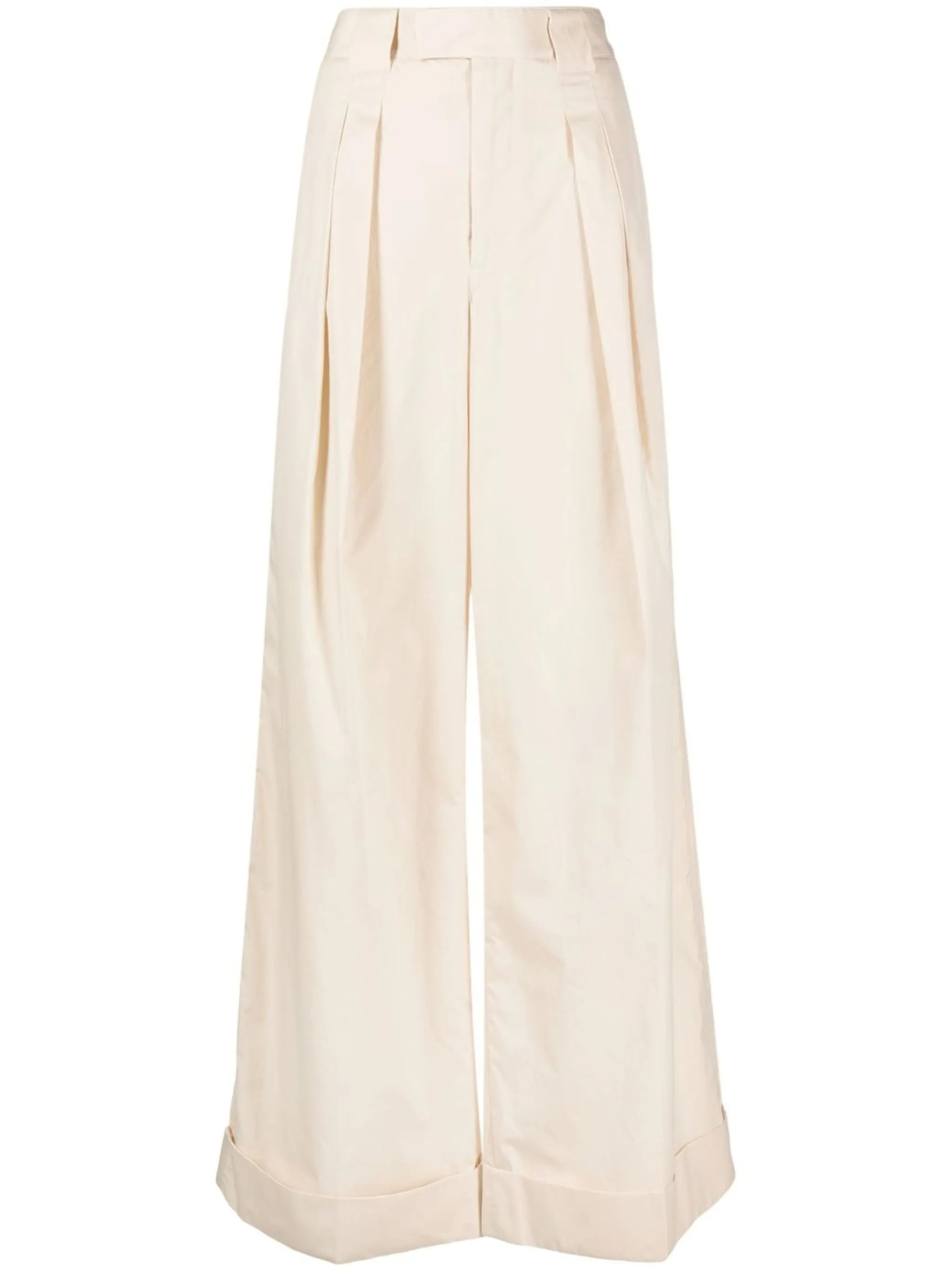 high-waisted pleated trousers