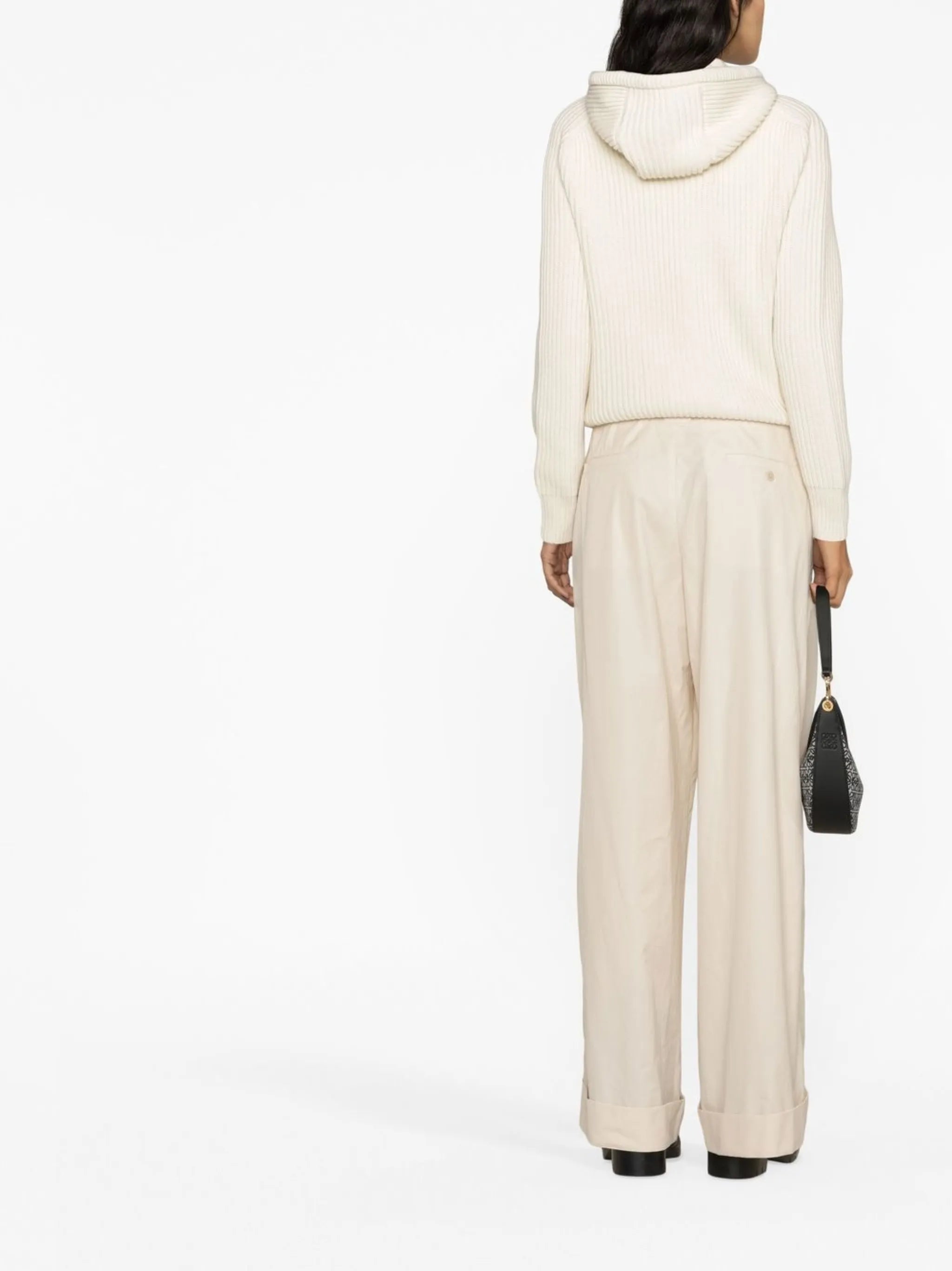 high-waisted pleated trousers