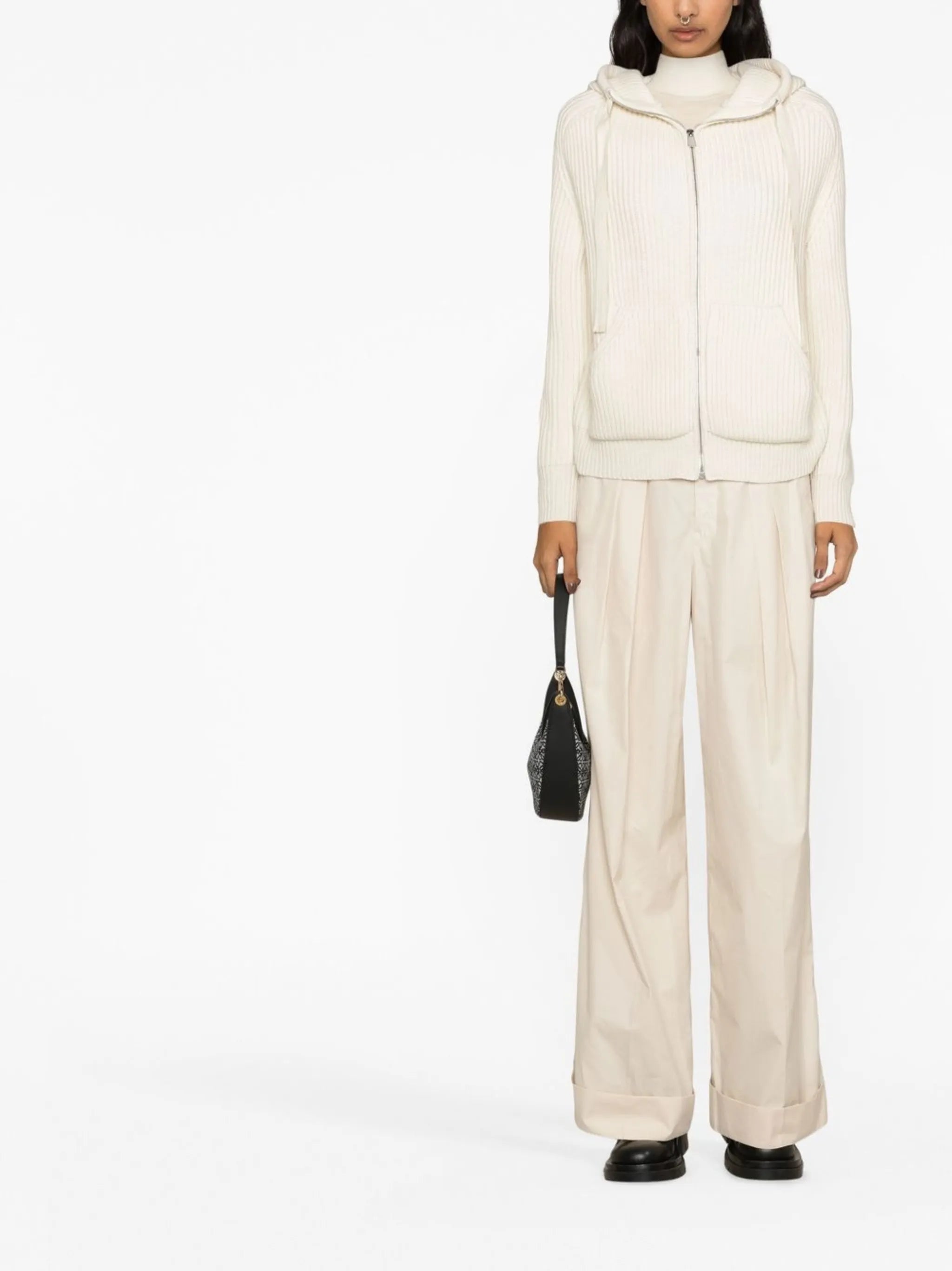 high-waisted pleated trousers