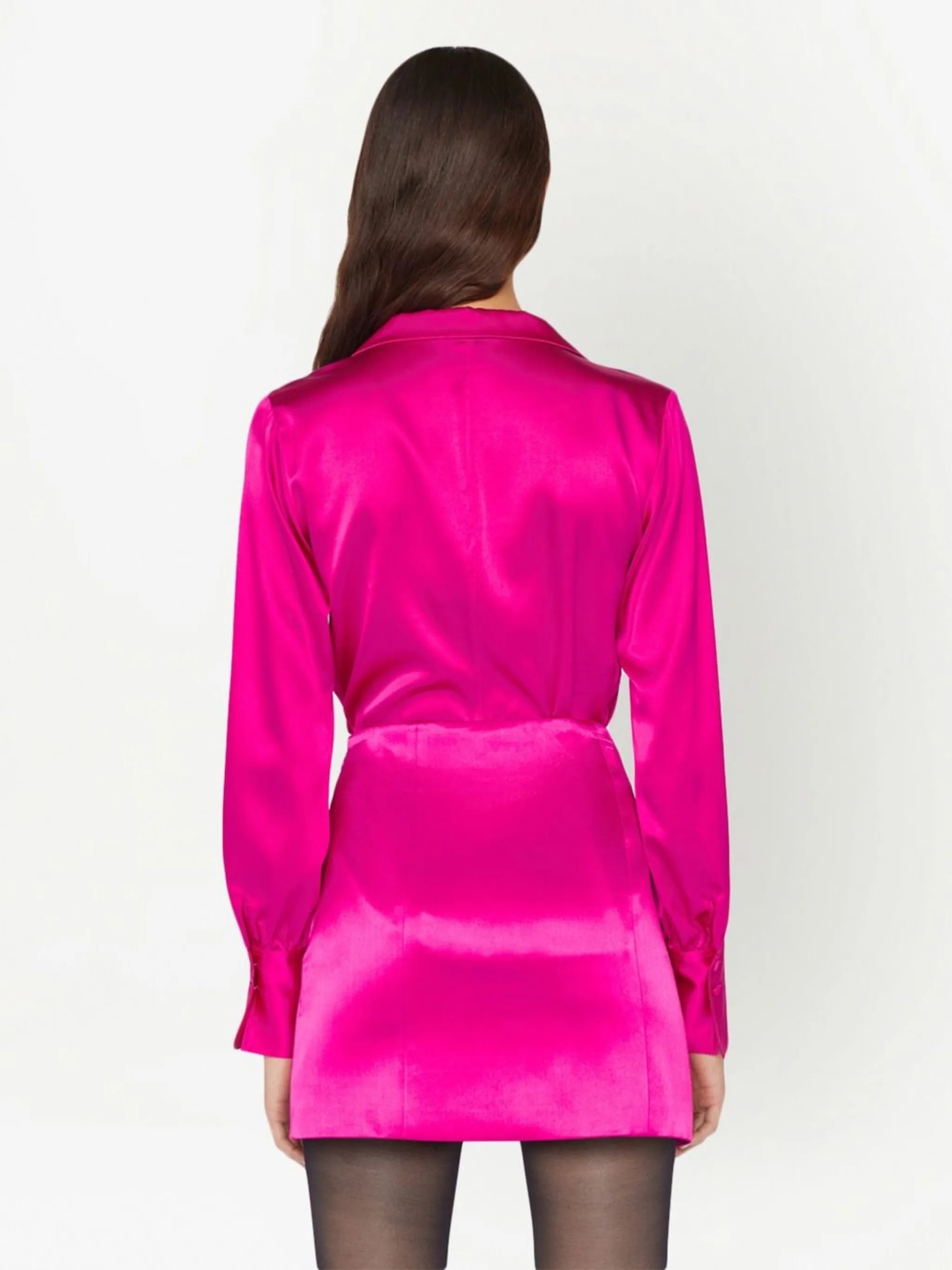 satin-finish long-sleeved blouse