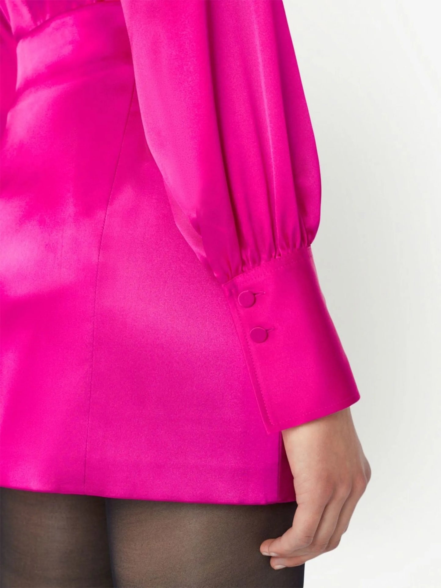 satin-finish long-sleeved blouse