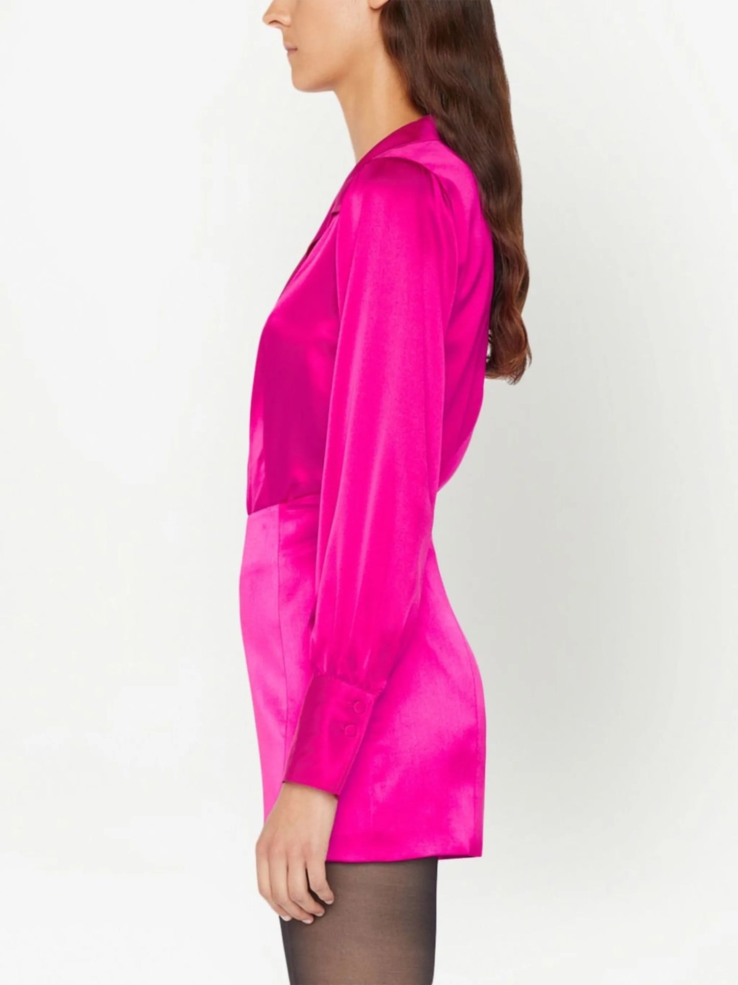 satin-finish long-sleeved blouse