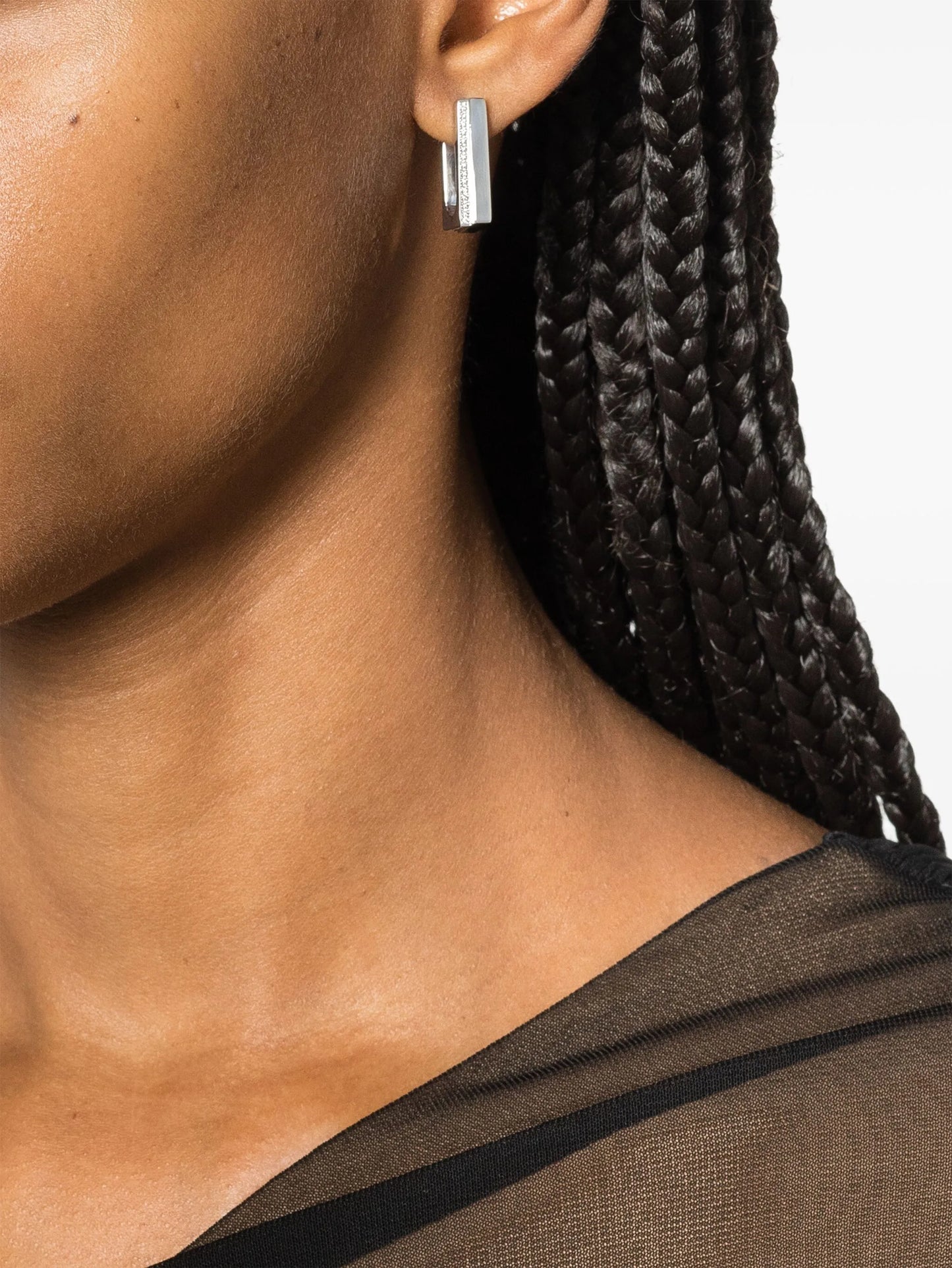 sterling silver Step crystal hoop earrings