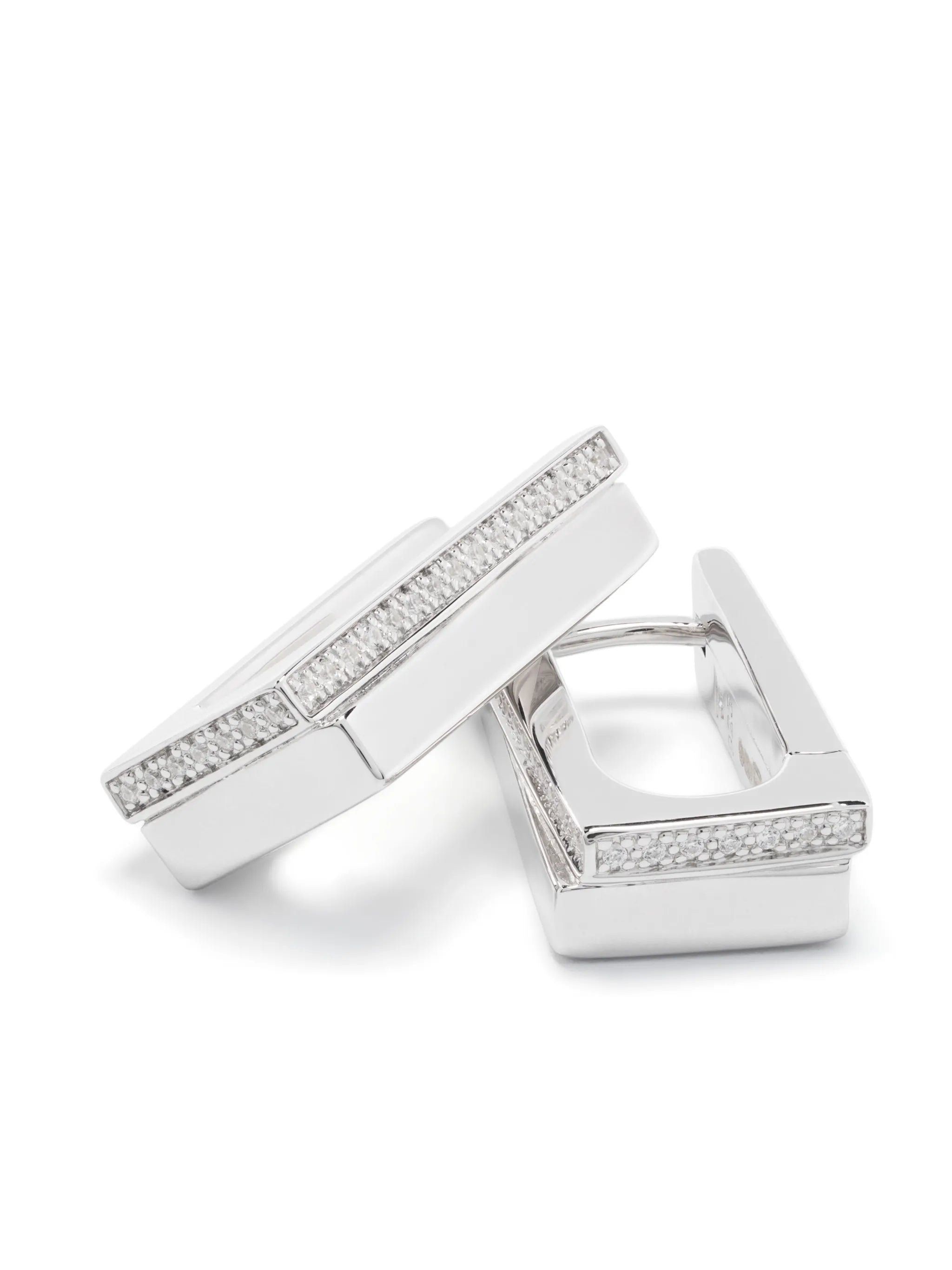 sterling silver Step crystal hoop earrings