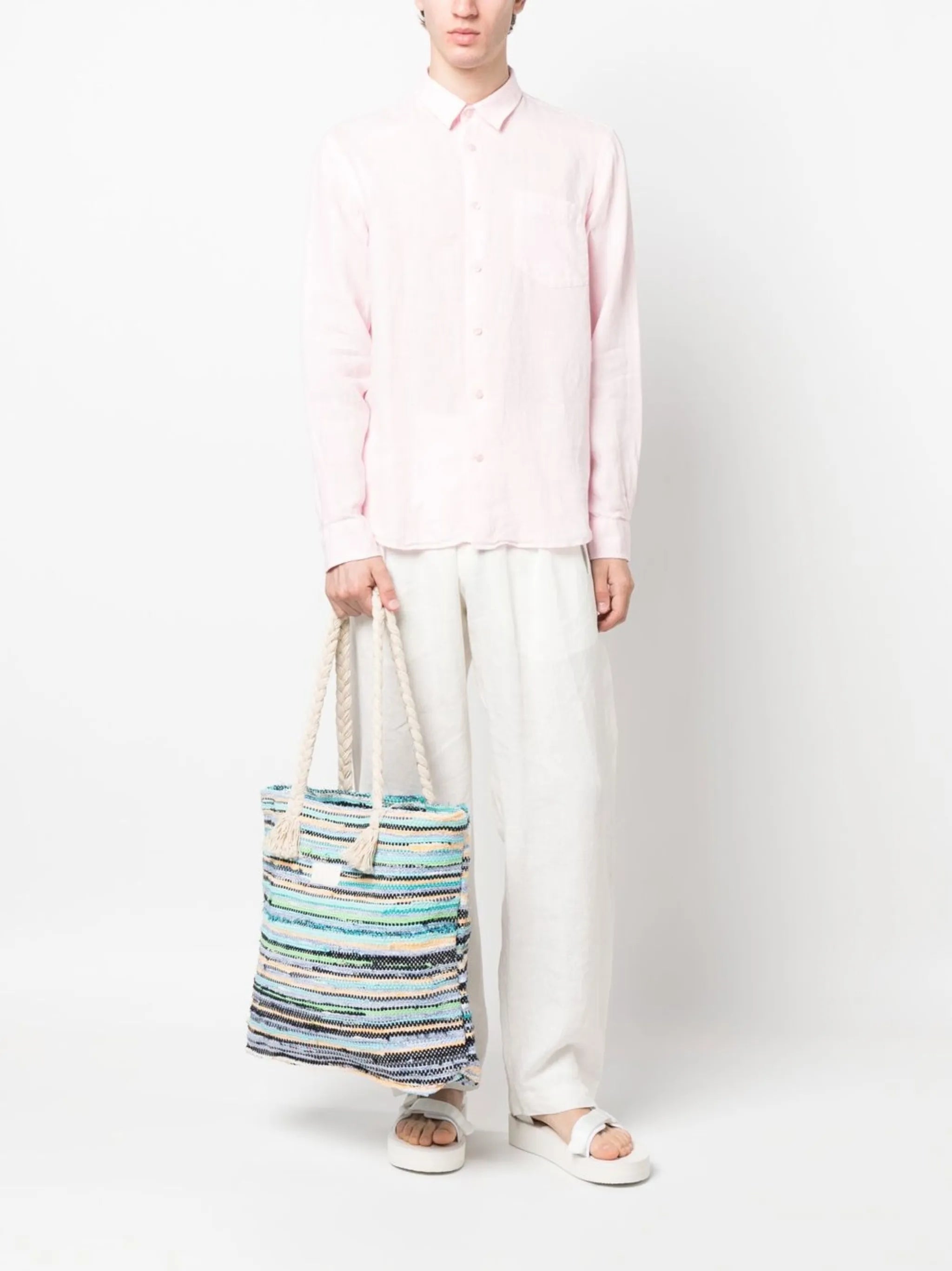 Caroubis long-sleeved linen shirt