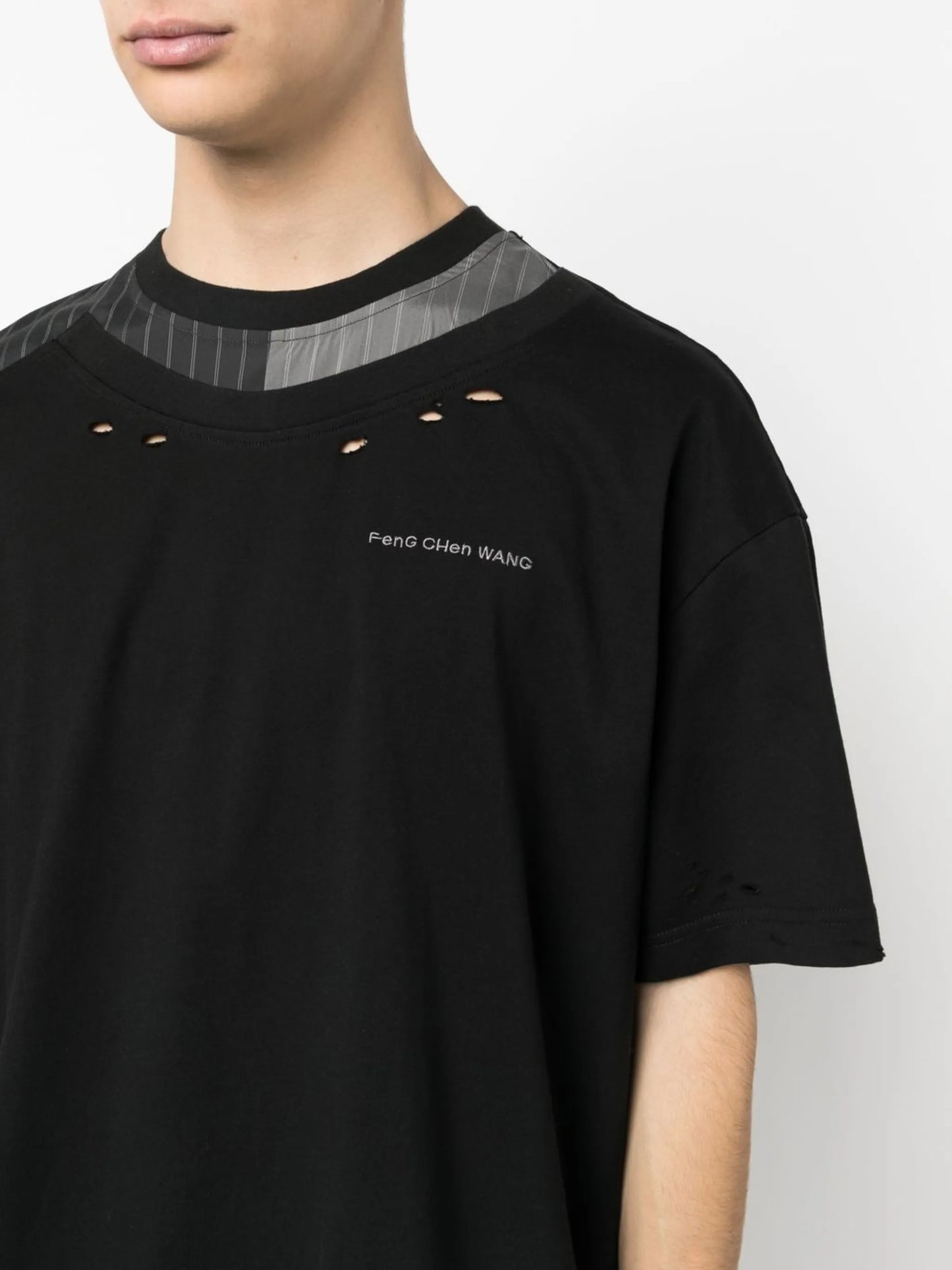 logo-embroidered patchwork T-shirt