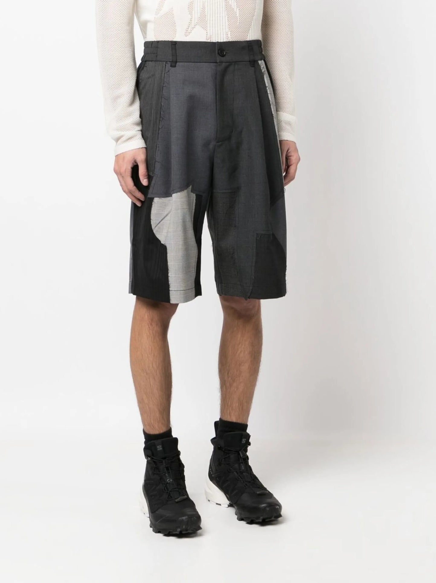 patchwork knee-length shorts
