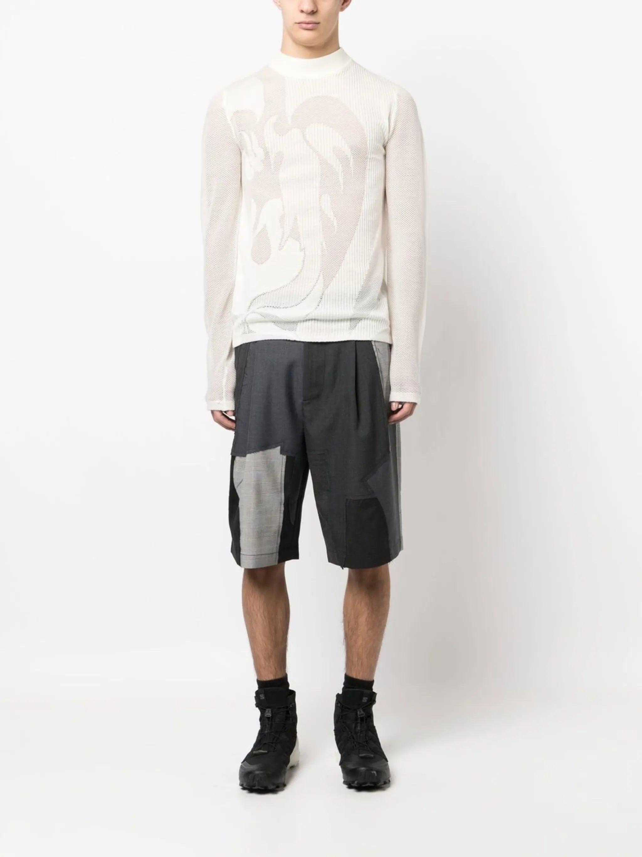patchwork knee-length shorts