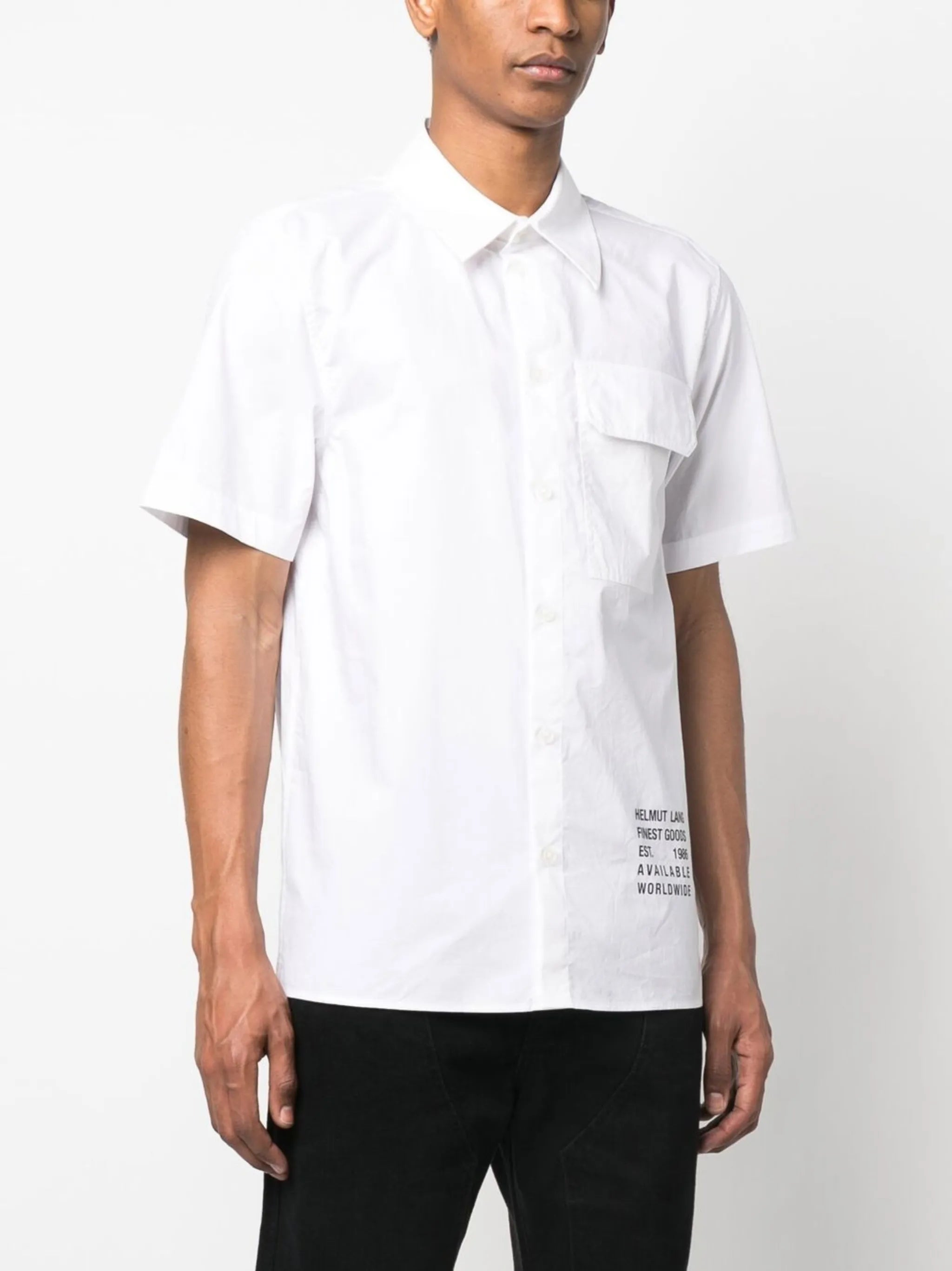 logo-print flap-pocket shirt