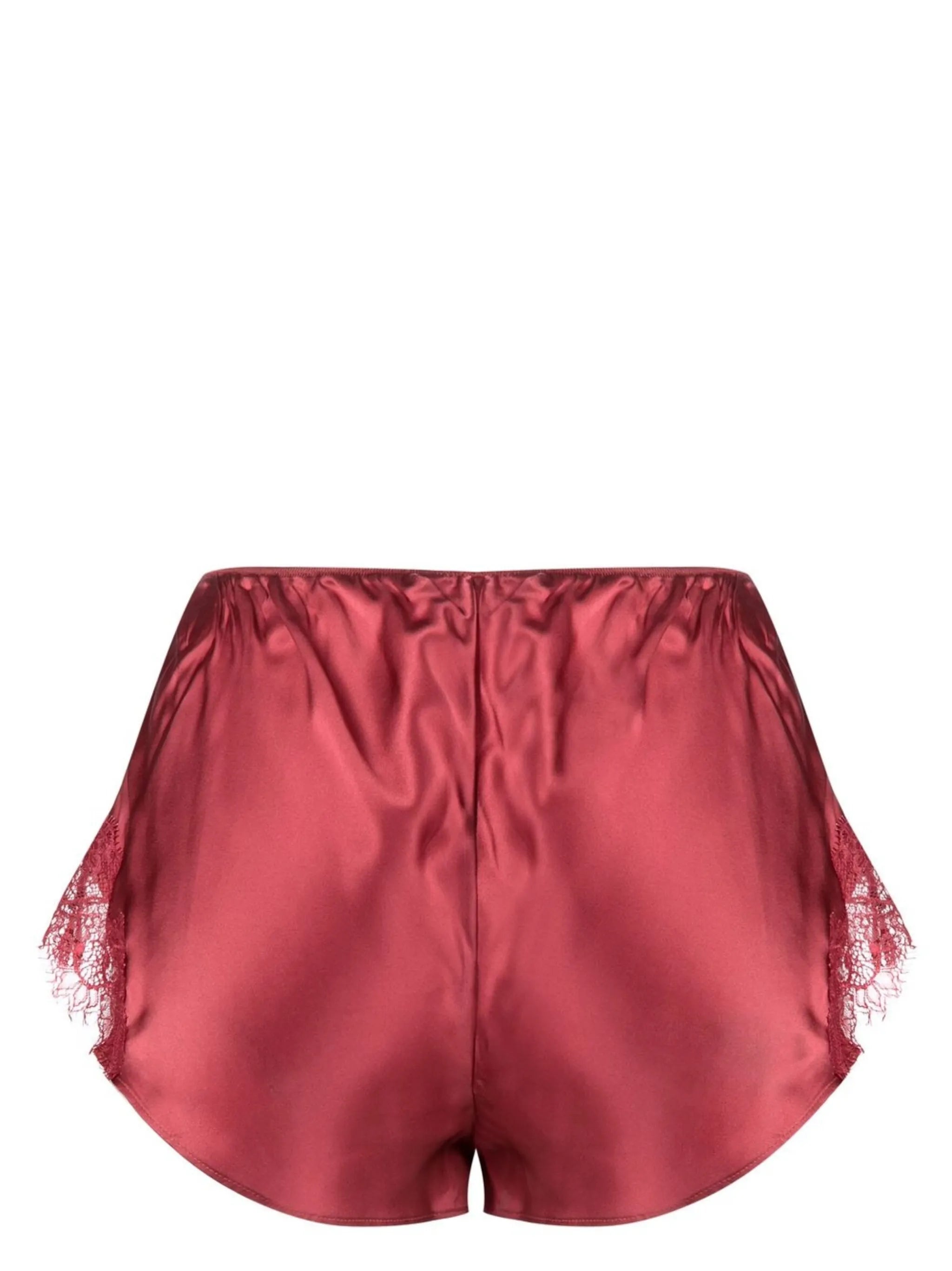 Scarlet lace-trim silk shorts