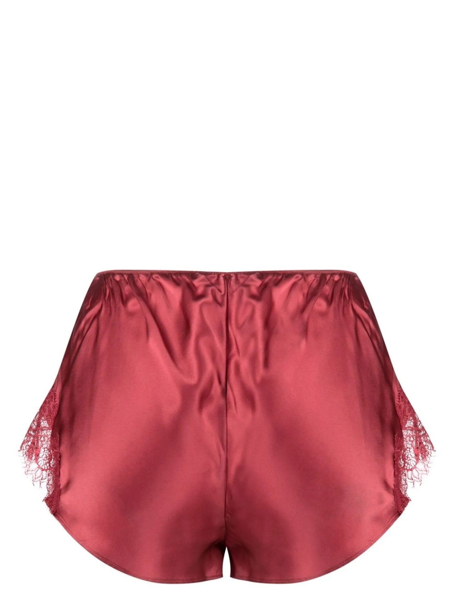 Scarlet lace-trim silk shorts