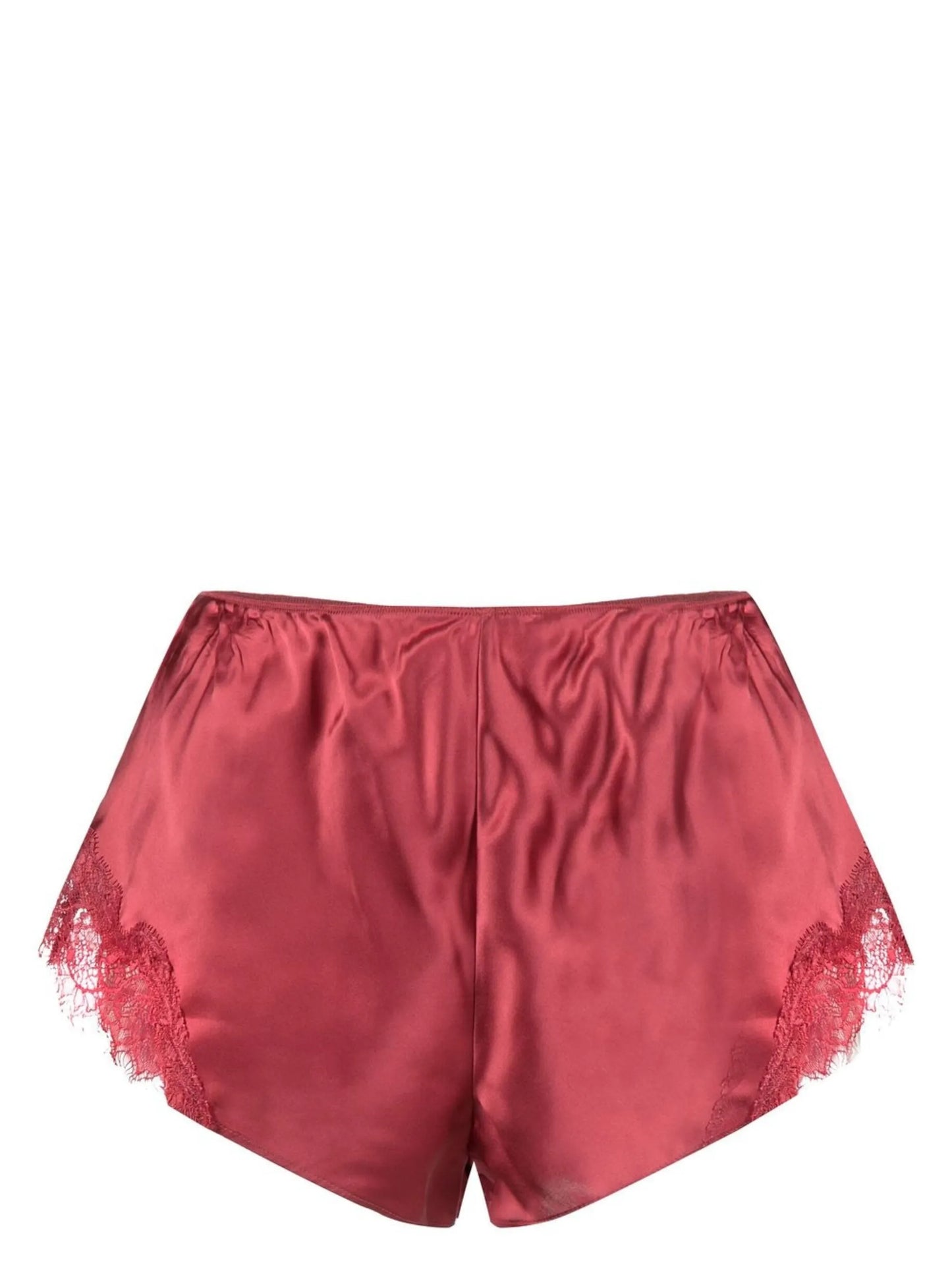 Scarlet lace-trim silk shorts