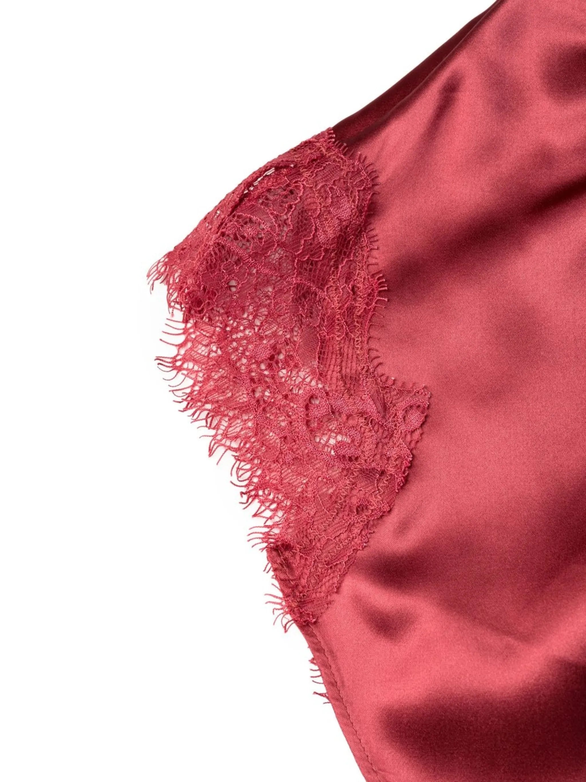 Scarlet lace-trim silk shorts