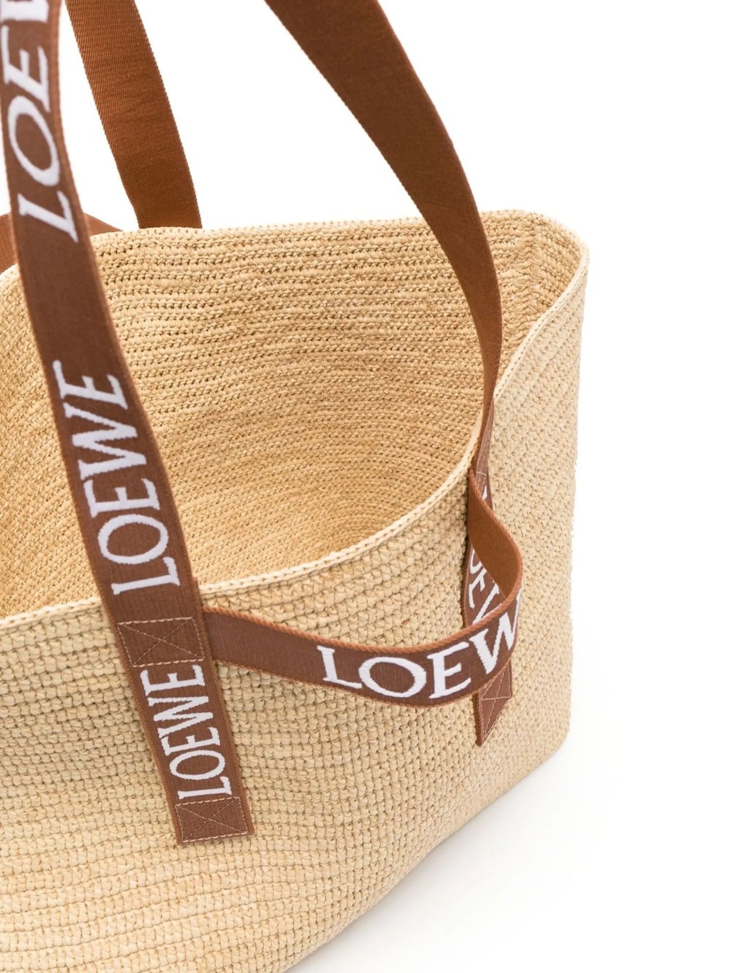logo-tape raffia tote