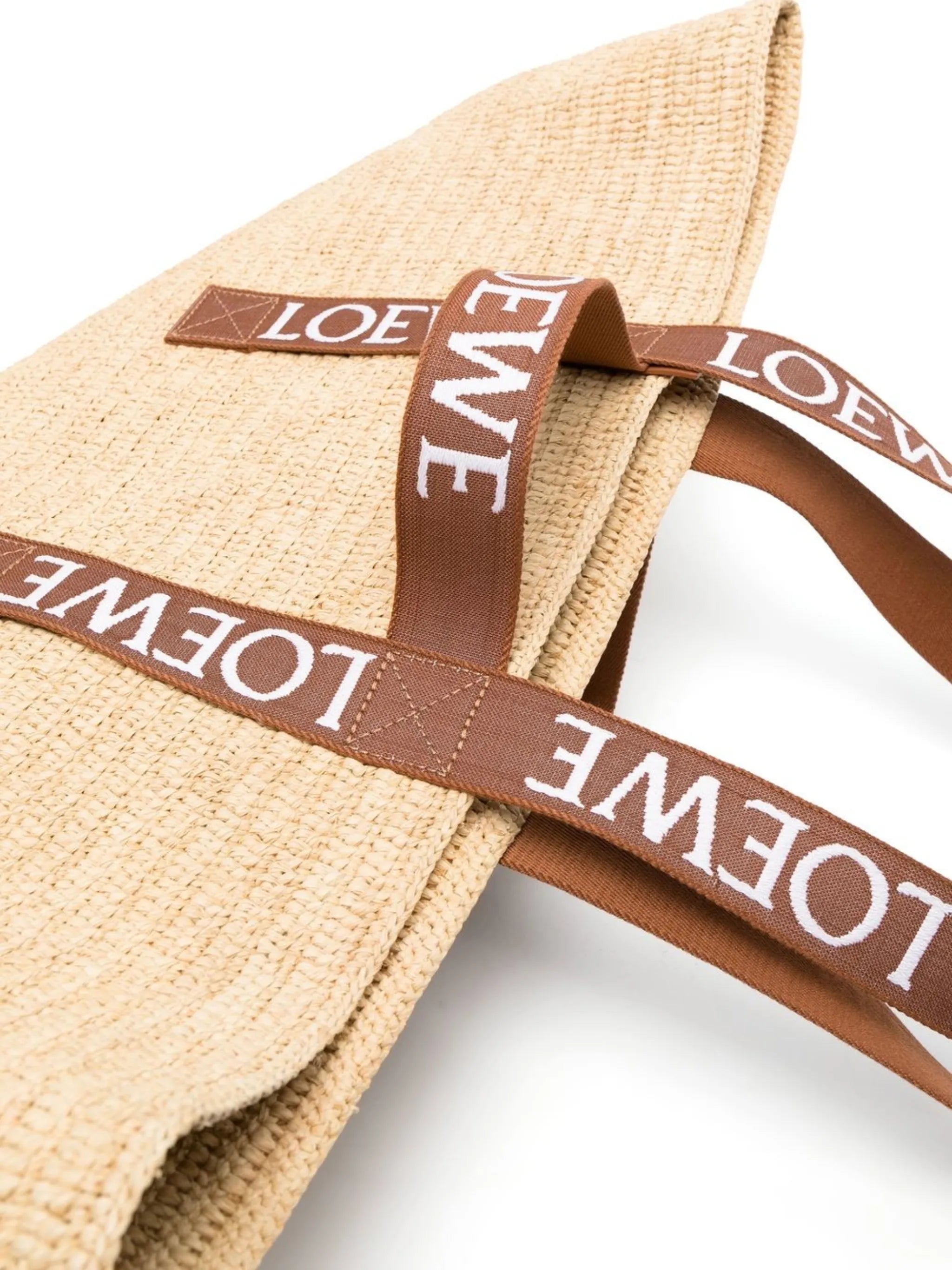 logo-tape raffia tote