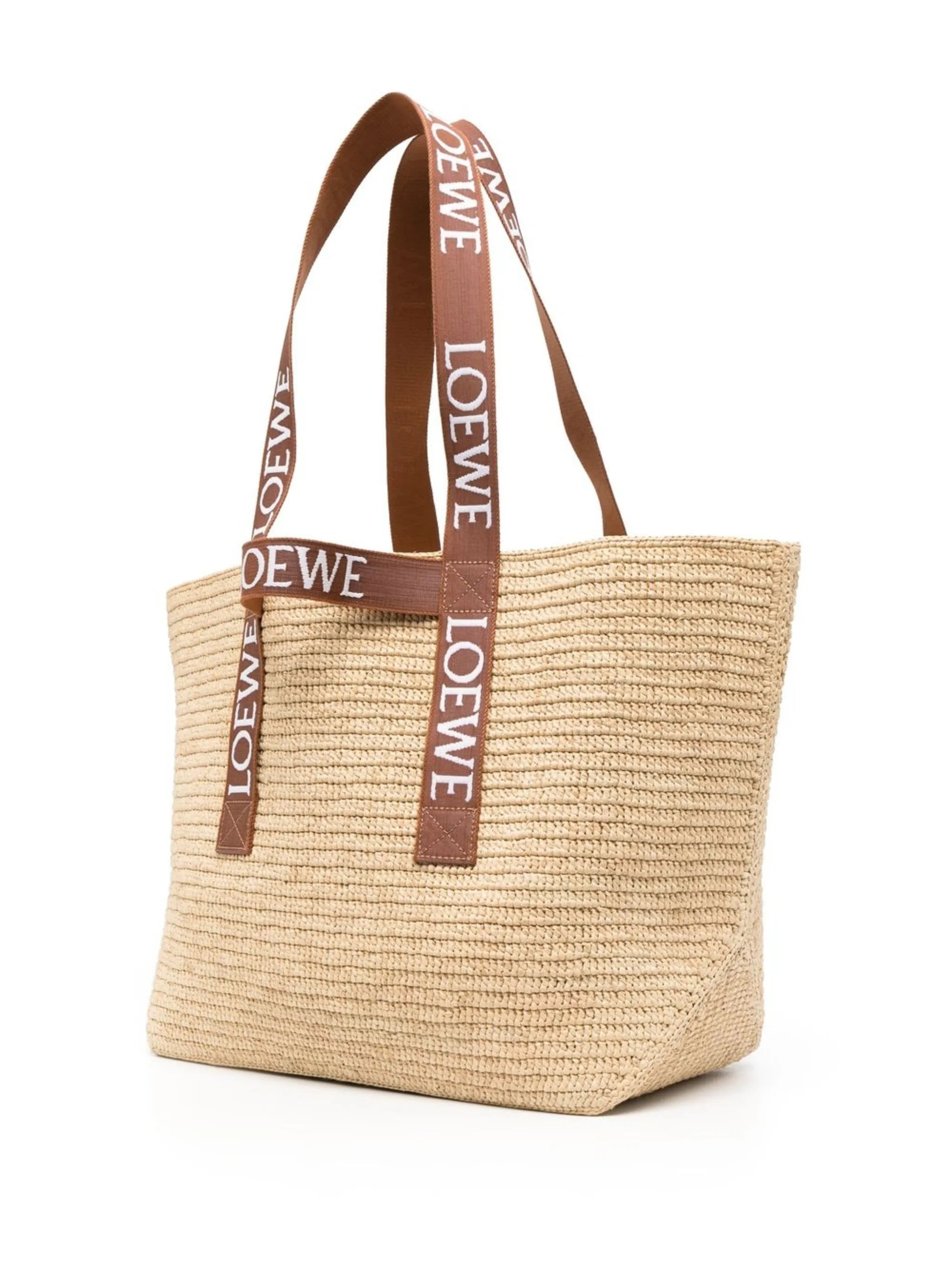 logo-tape raffia tote