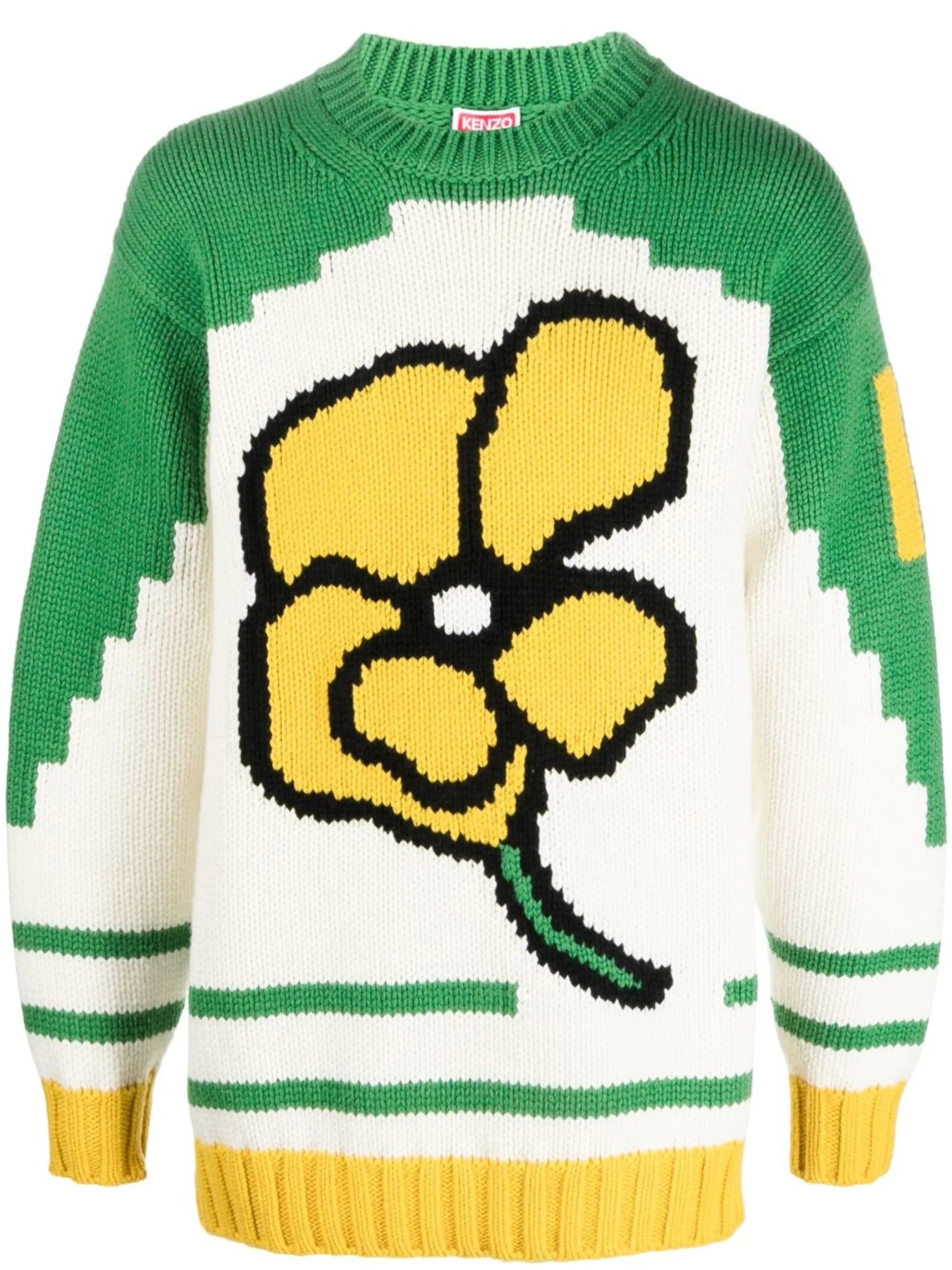 floral-print knit jumper