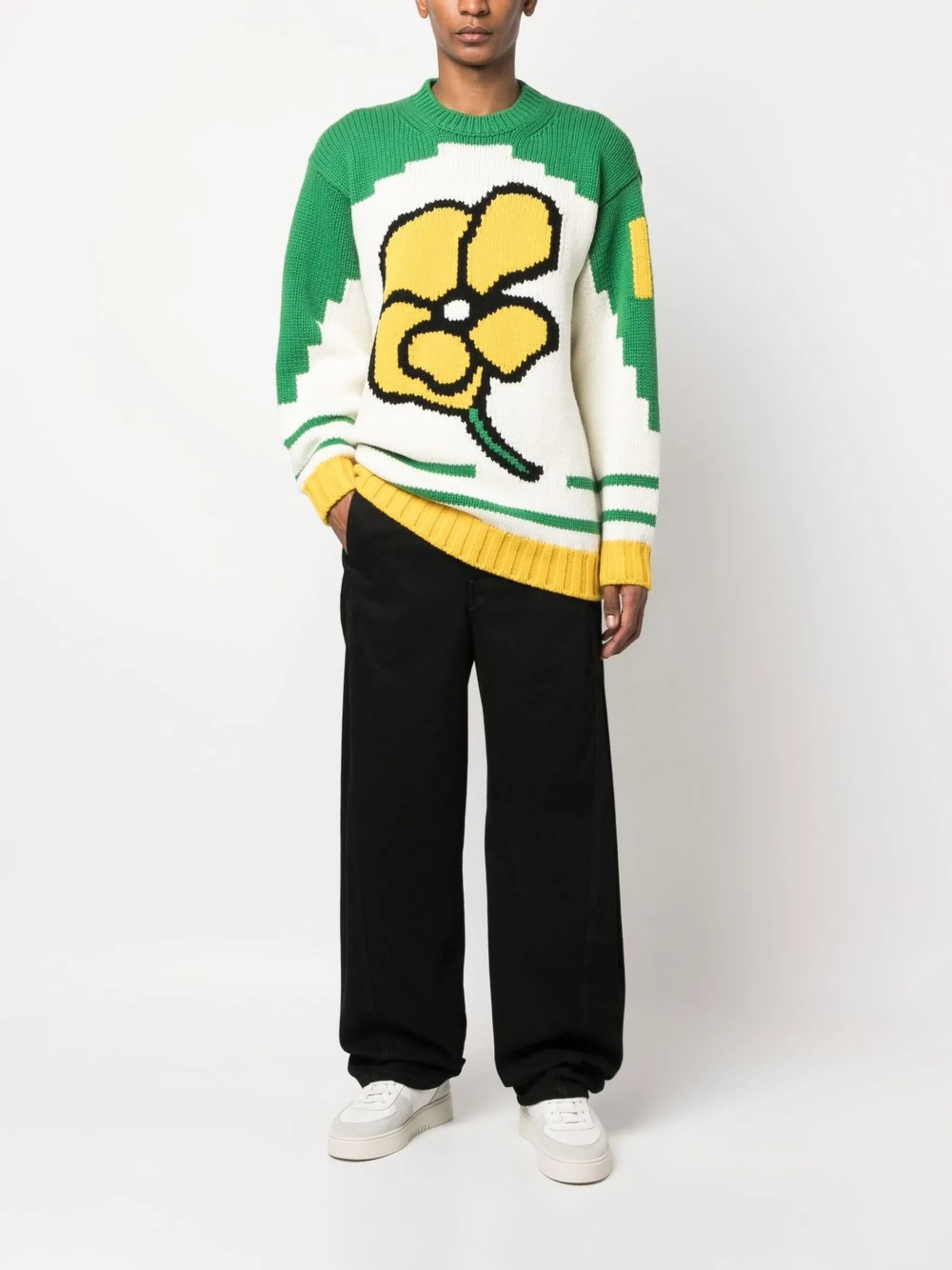 floral-print knit jumper