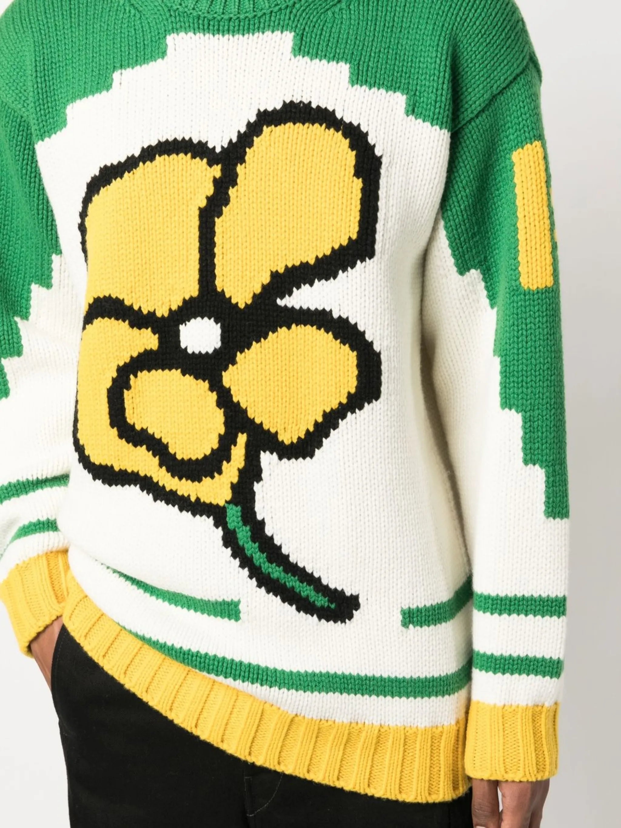 floral-print knit jumper