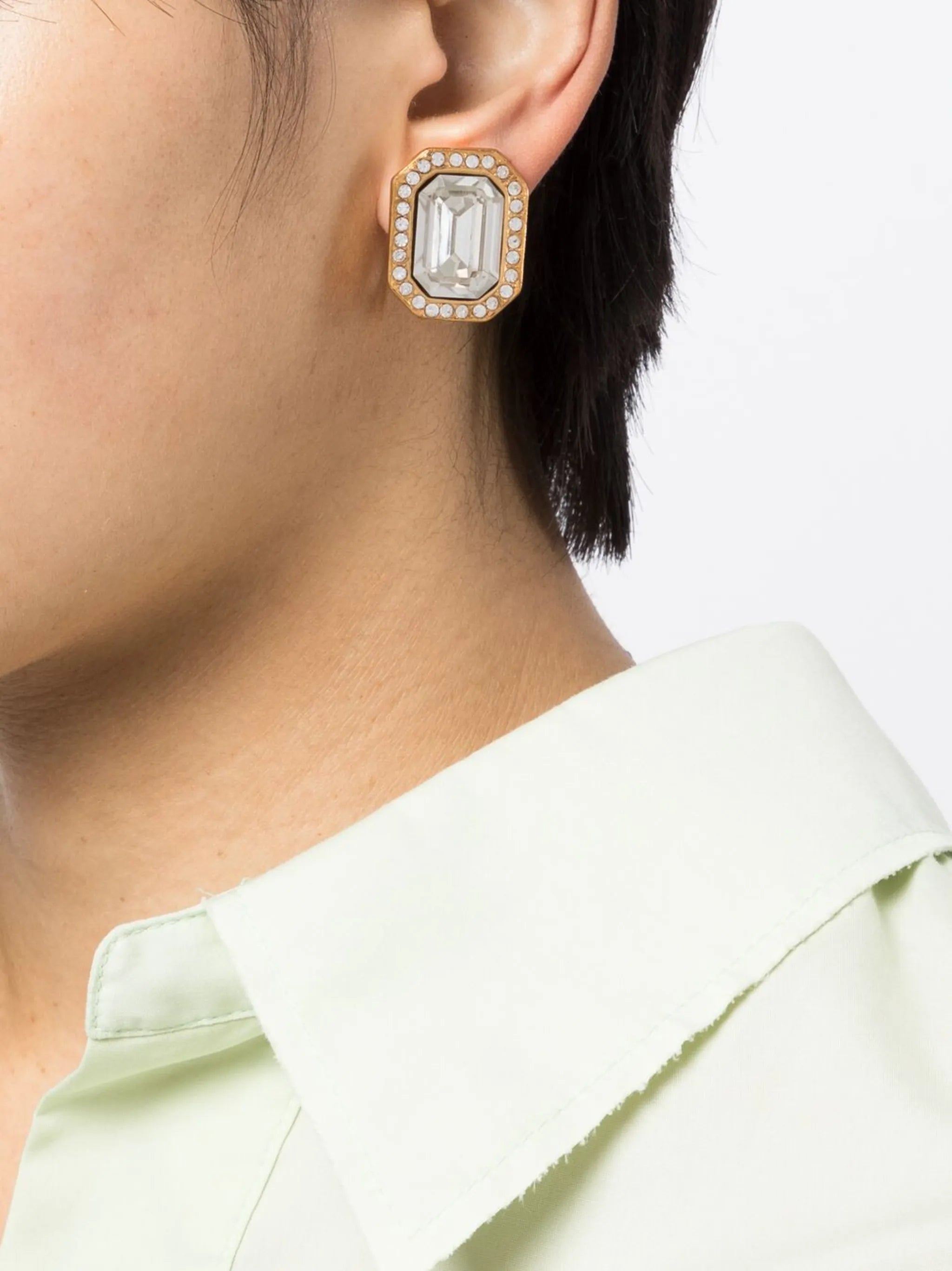 crystal-embellished clip-on earrings