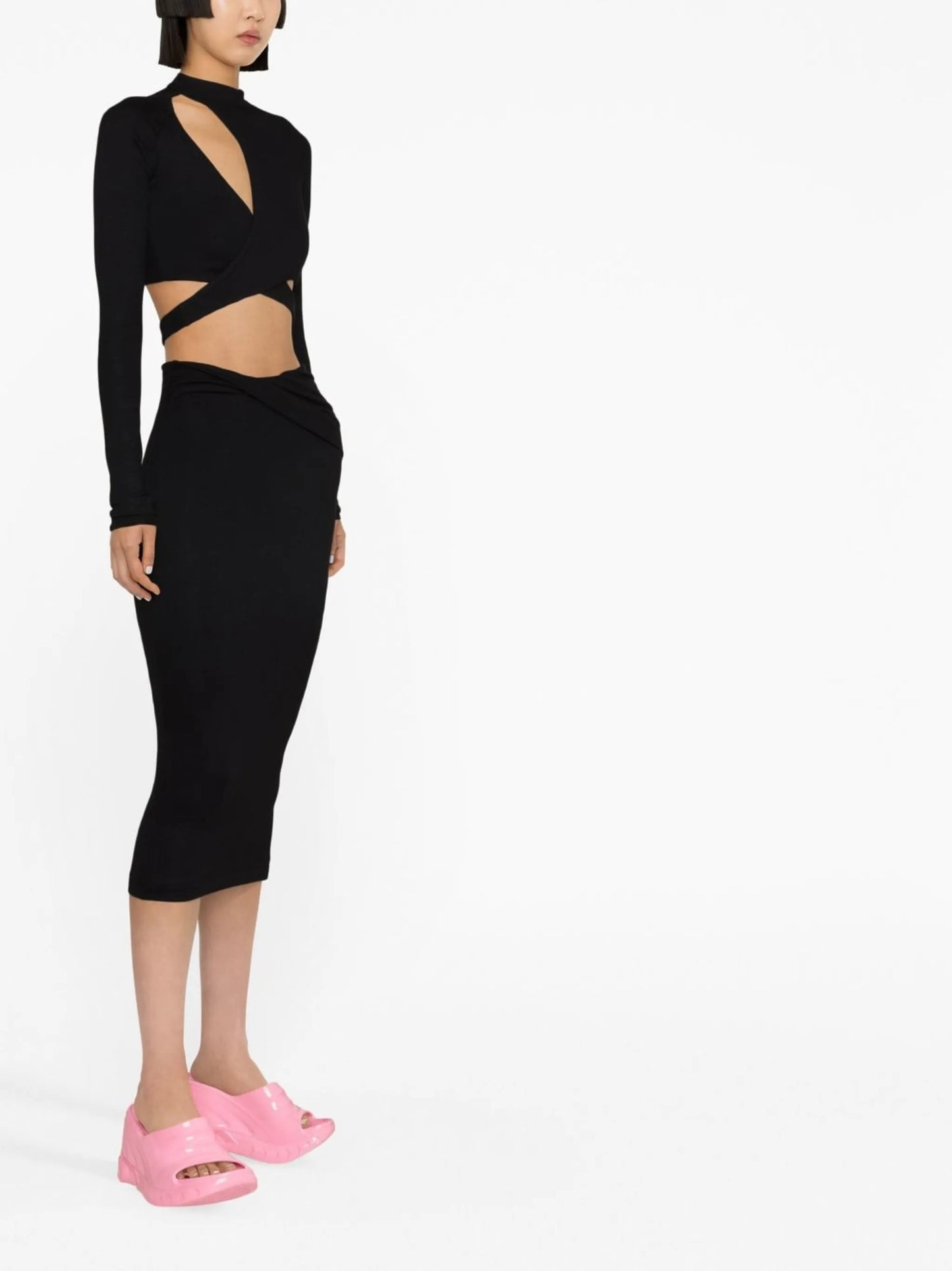 Bowie crossover midi knitted skirt
