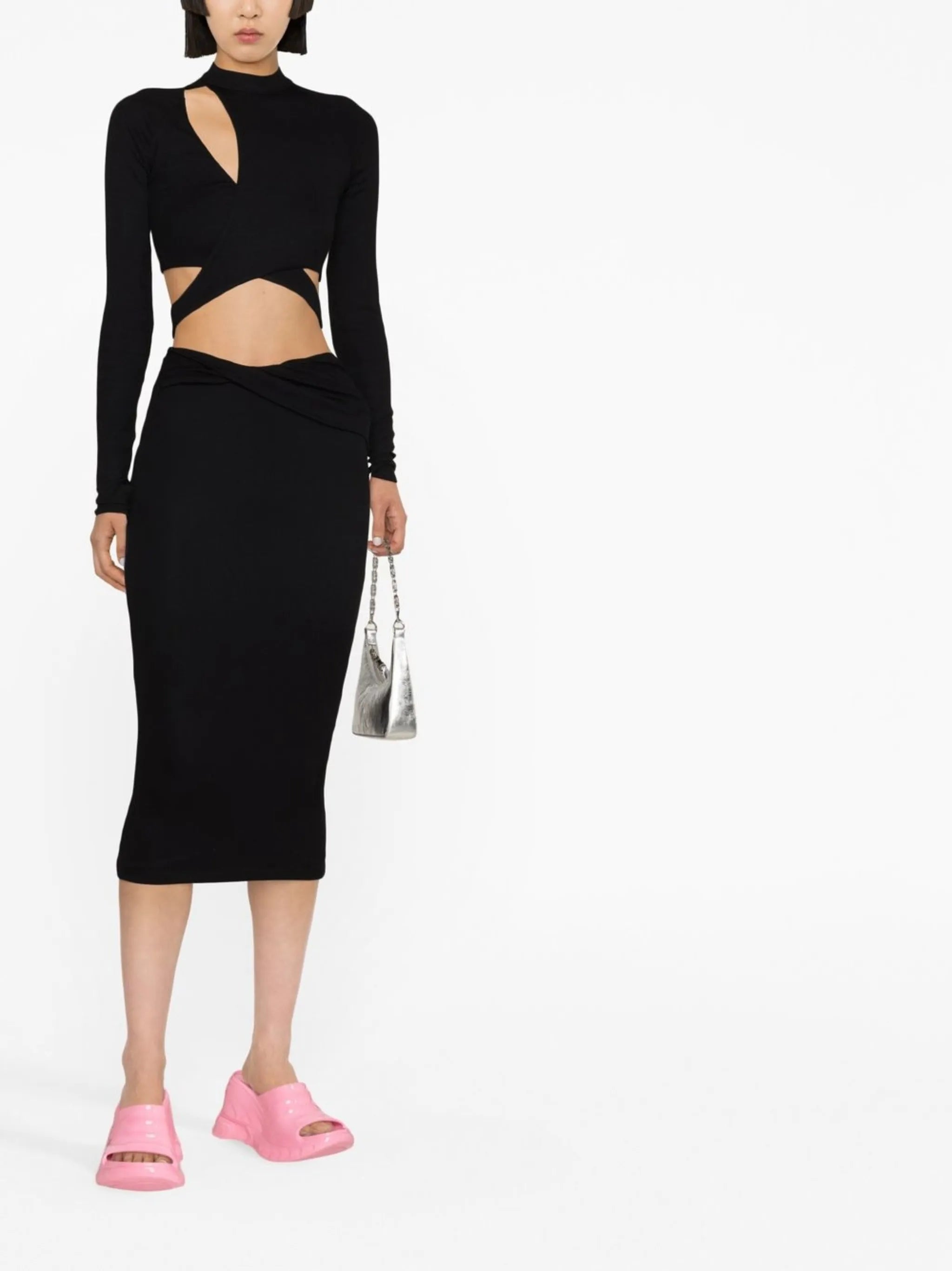 Bowie crossover midi knitted skirt