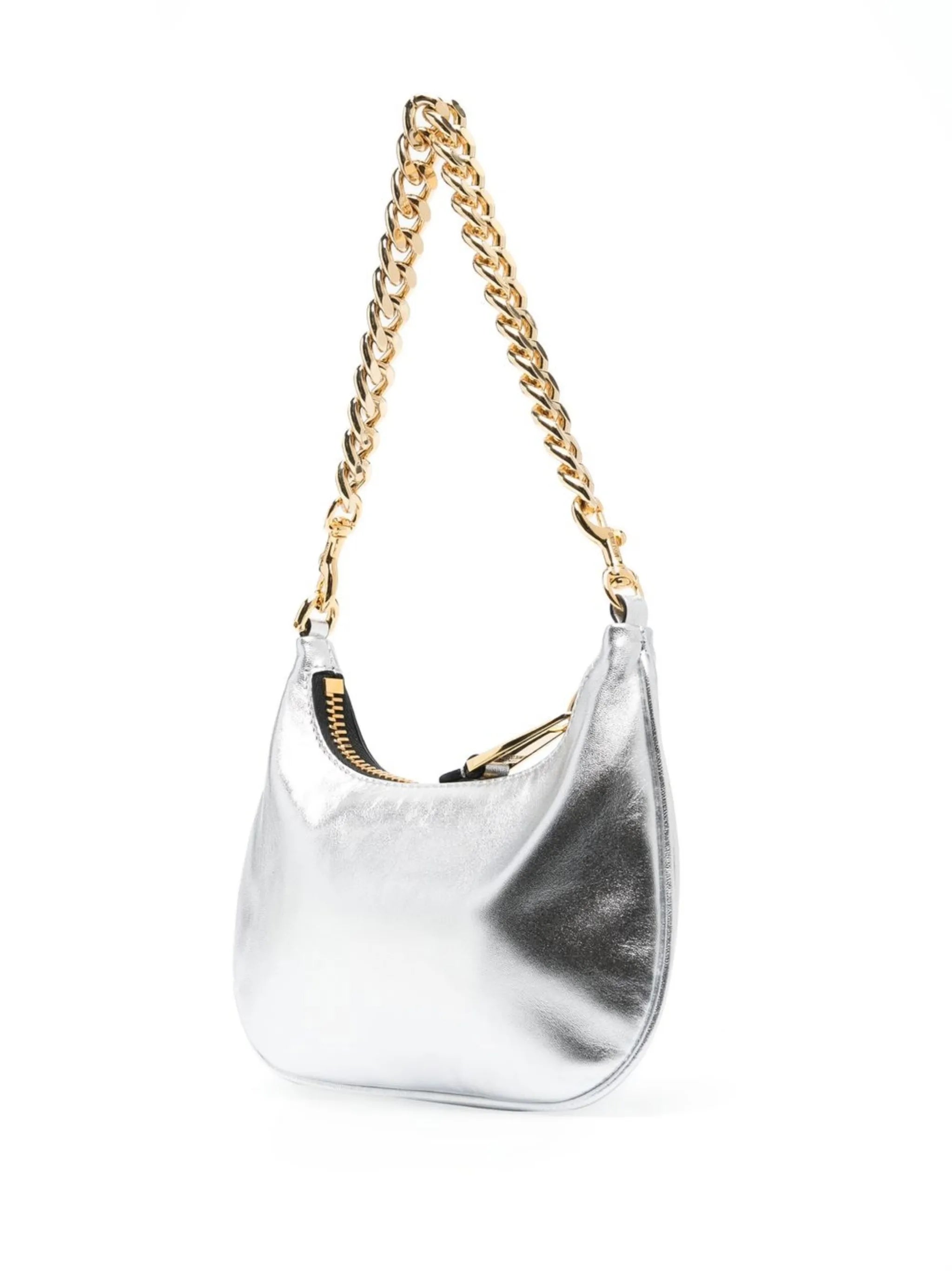 metallic logo-lettering shoulder bag