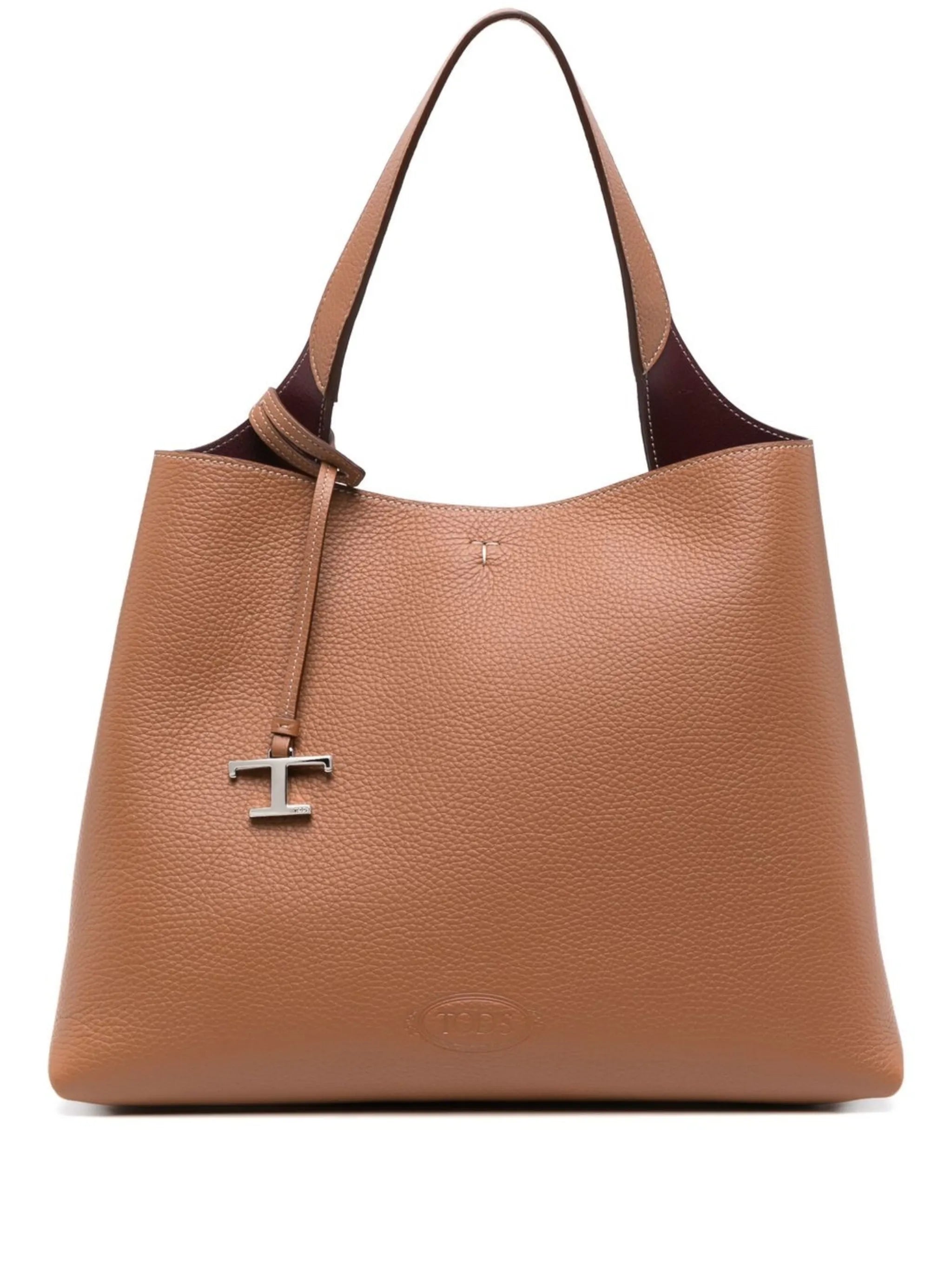 T leather shopping tote