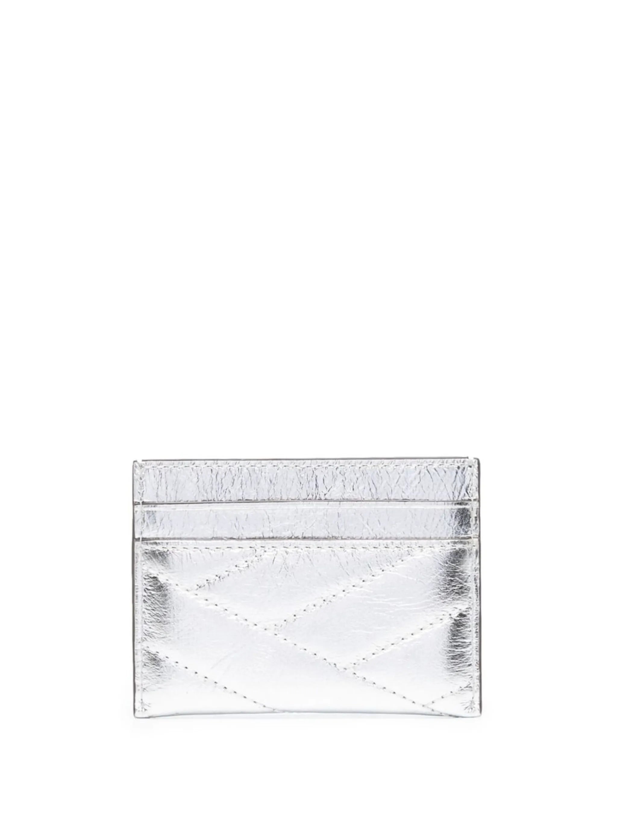 leather logo-plaque card case