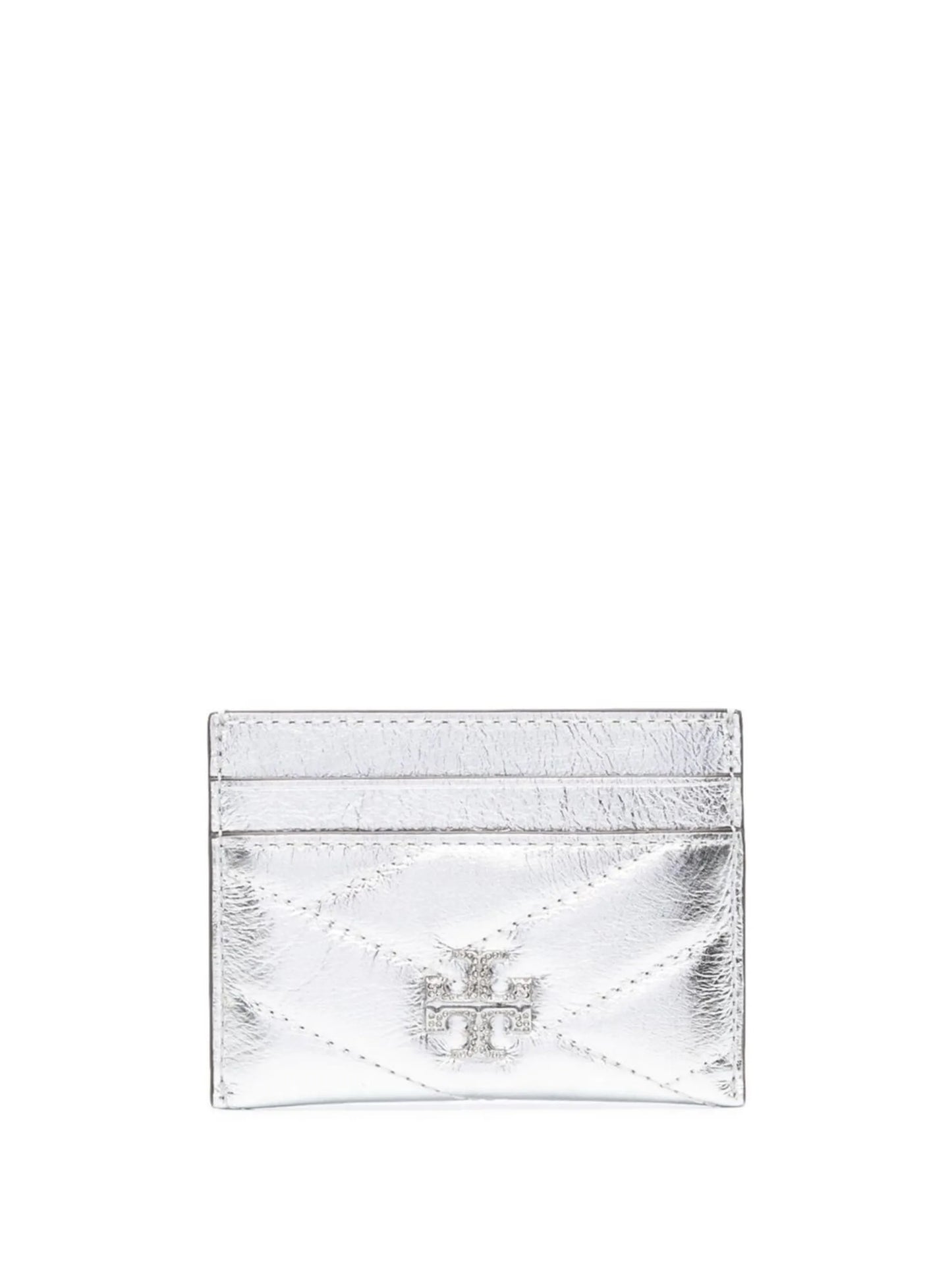 leather logo-plaque card case