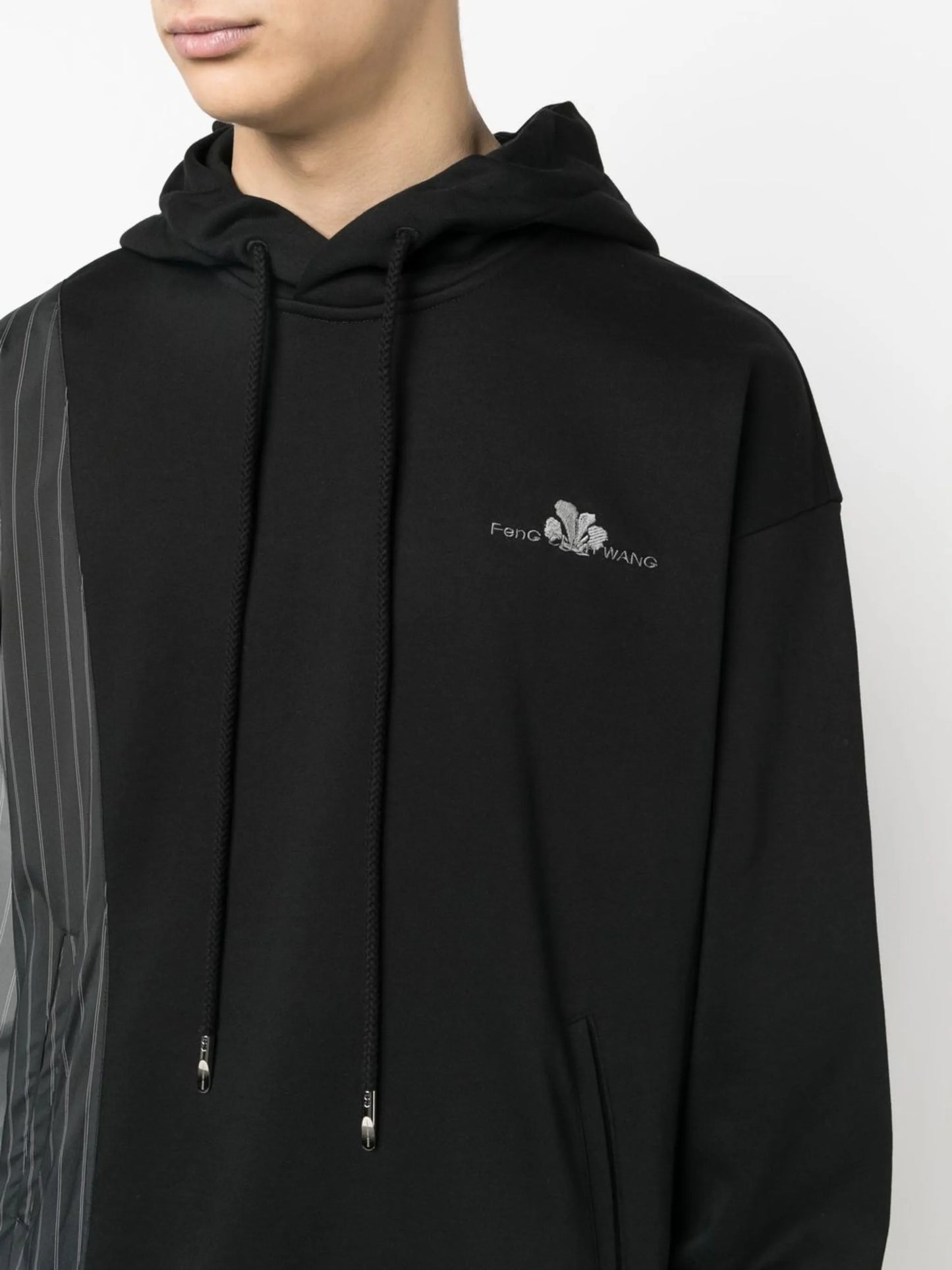 patchwork long-sleeve hoodie