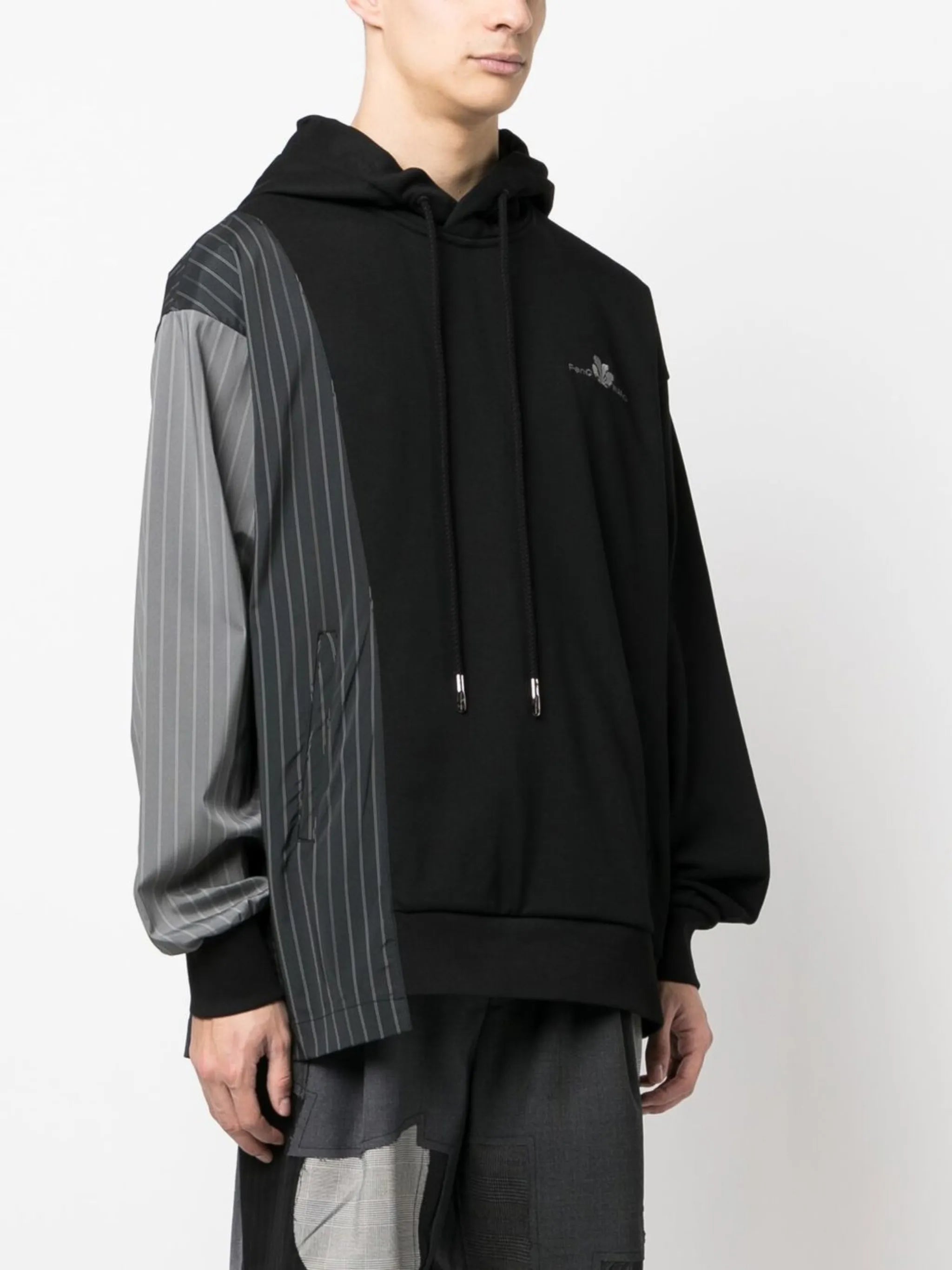 patchwork long-sleeve hoodie