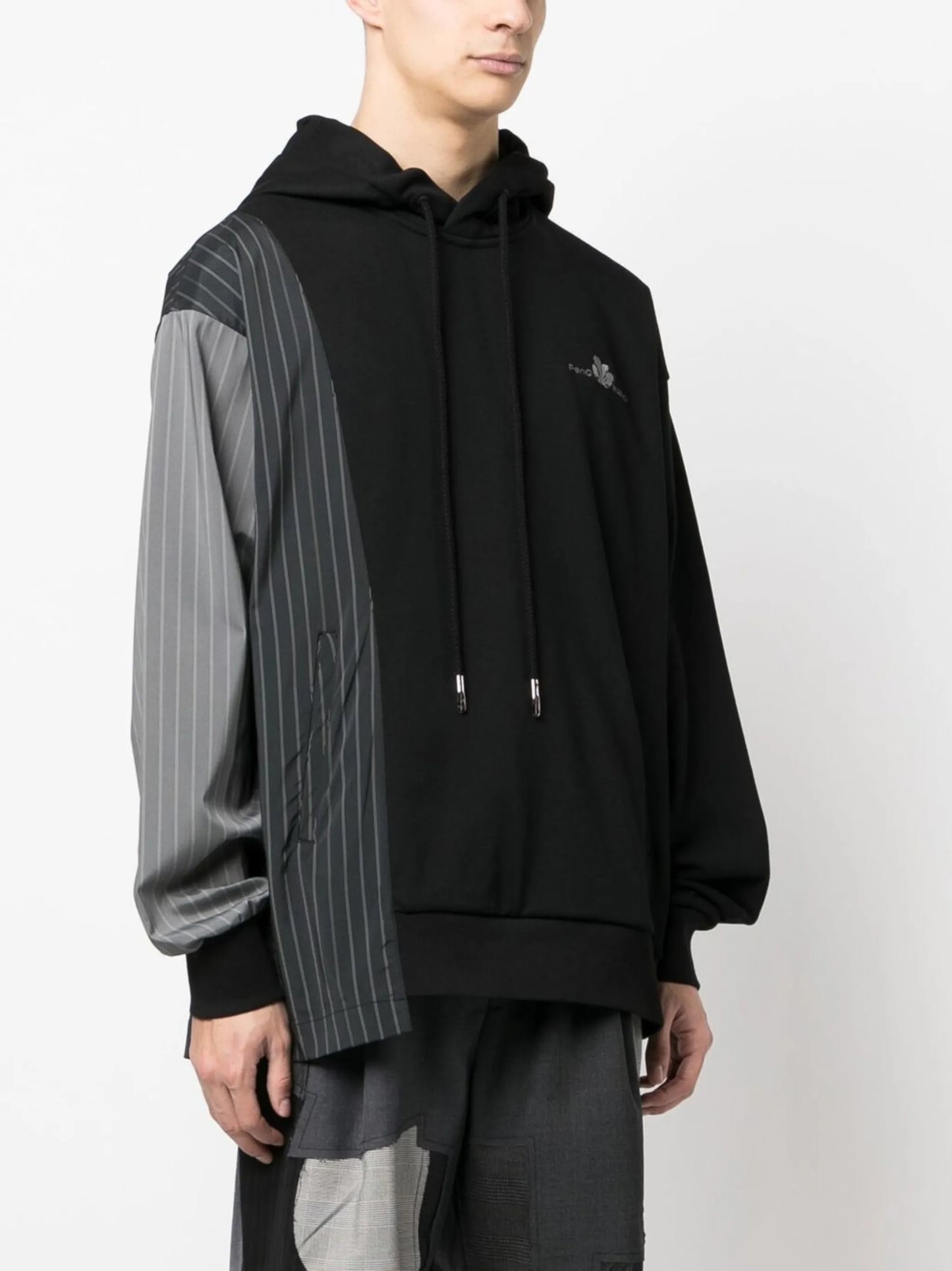 patchwork long-sleeve hoodie