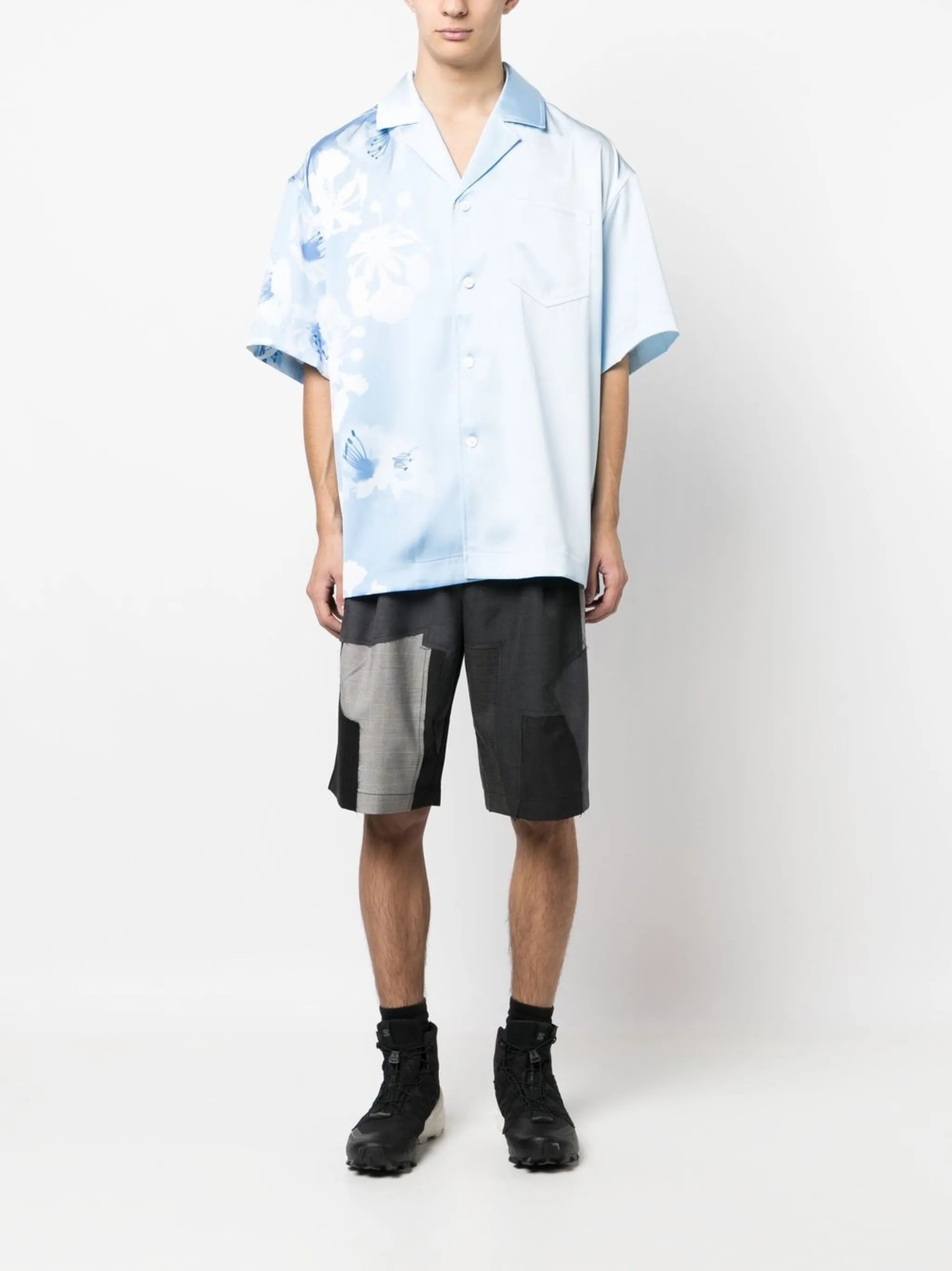 gradient-effect floral-print shirt