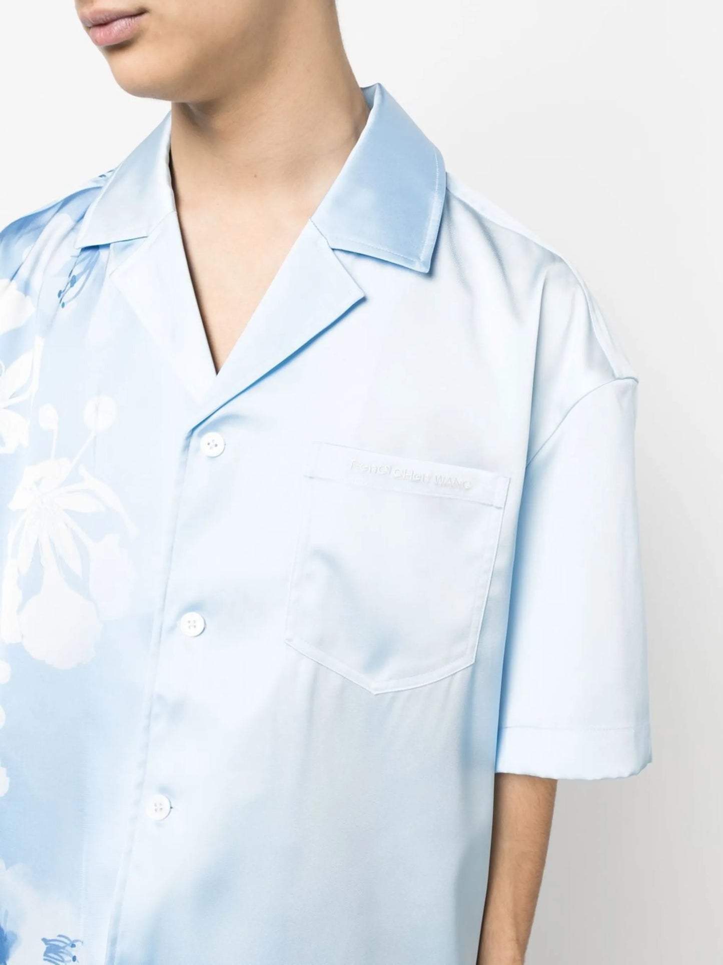 gradient-effect floral-print shirt