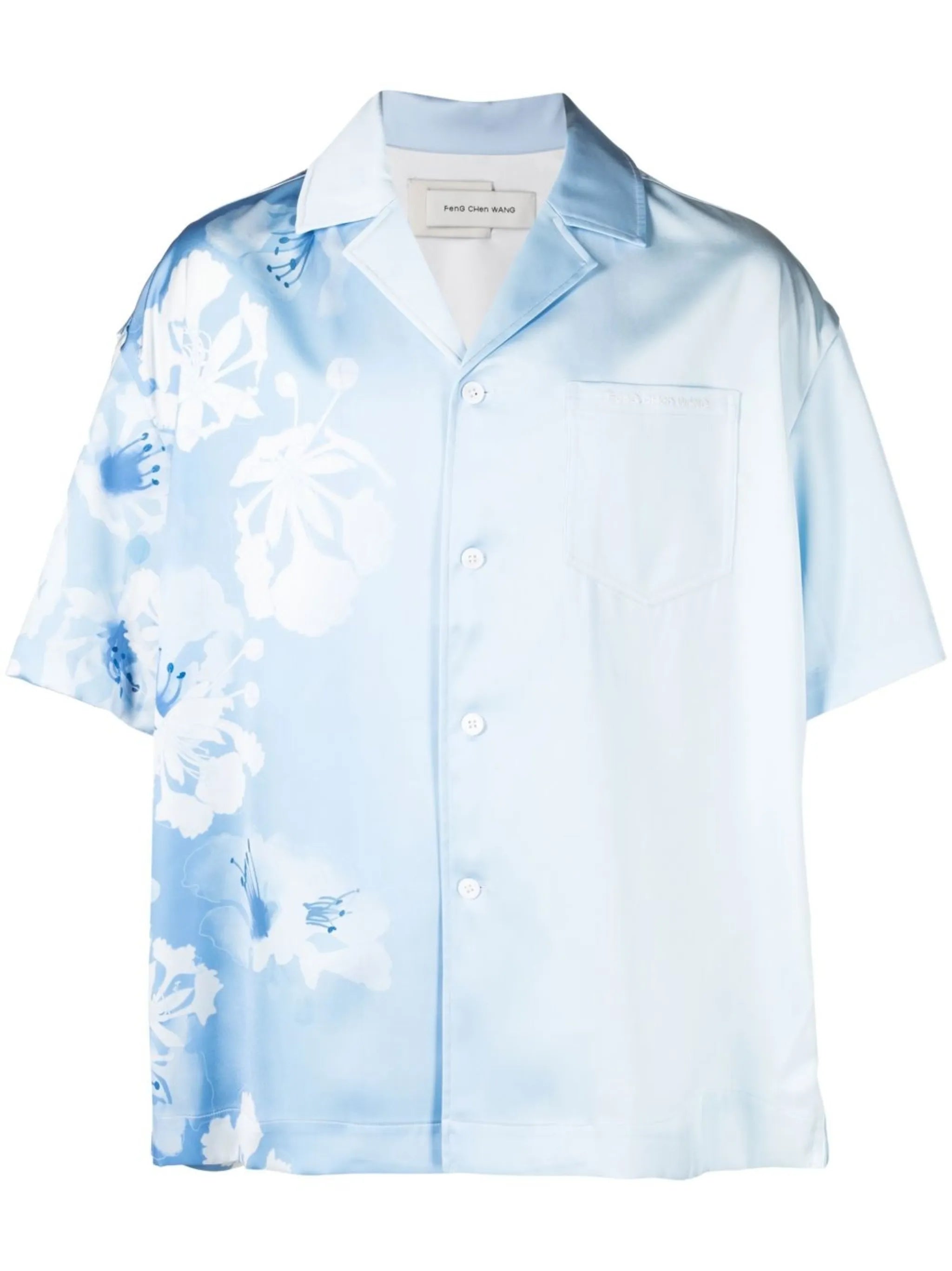 gradient-effect floral-print shirt