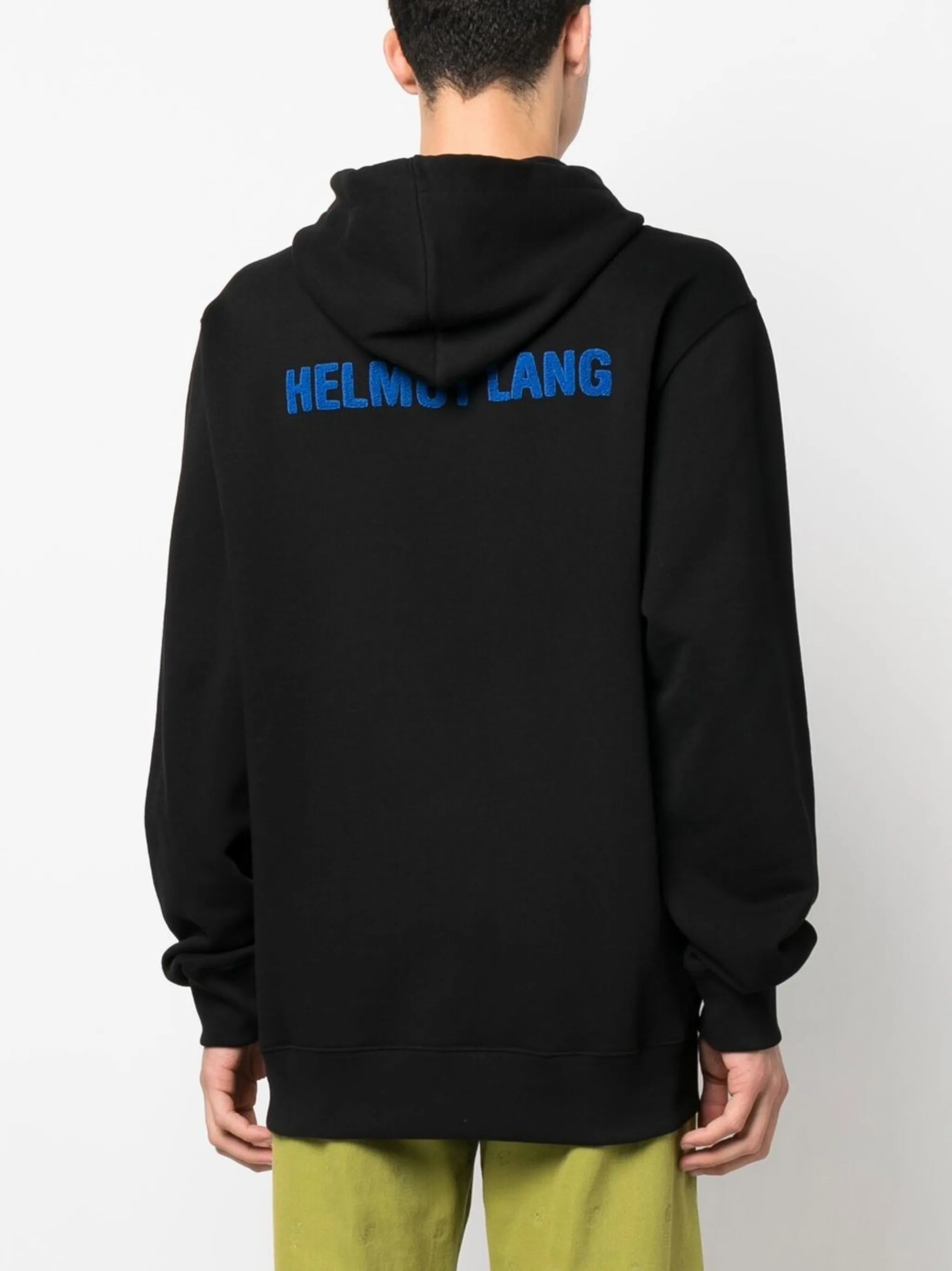 Black Flocked Logo Knit Hoodie